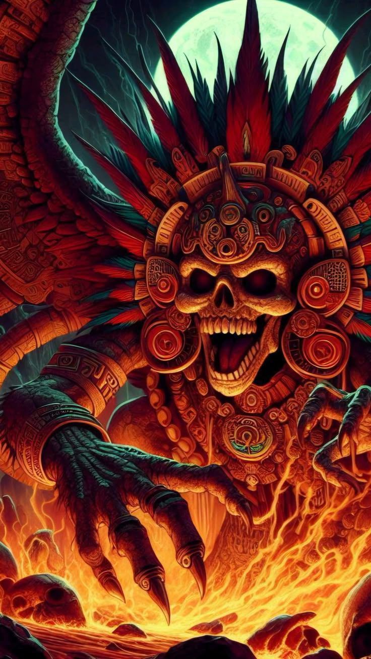 736x1308 Mictlantecutli, is the god of the dead in Aztec mythology