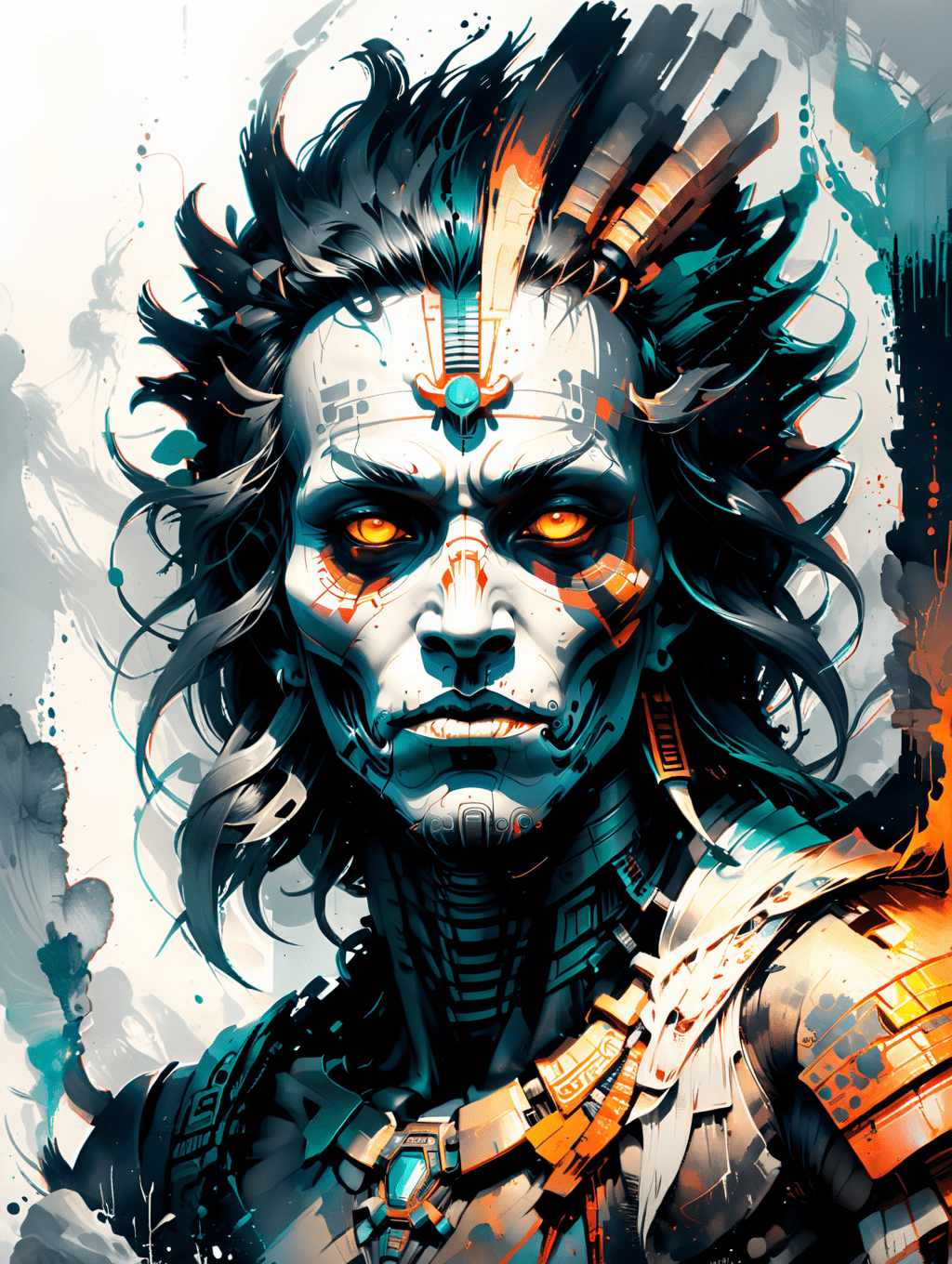 1024x1360 Premium Free ai Image. mictlantecuhtli the ancient aztec god of the underworld depicted predominantly in black and white with subtle shades of gray mictlantecuhtlis body represents intense rage furrowed brows and