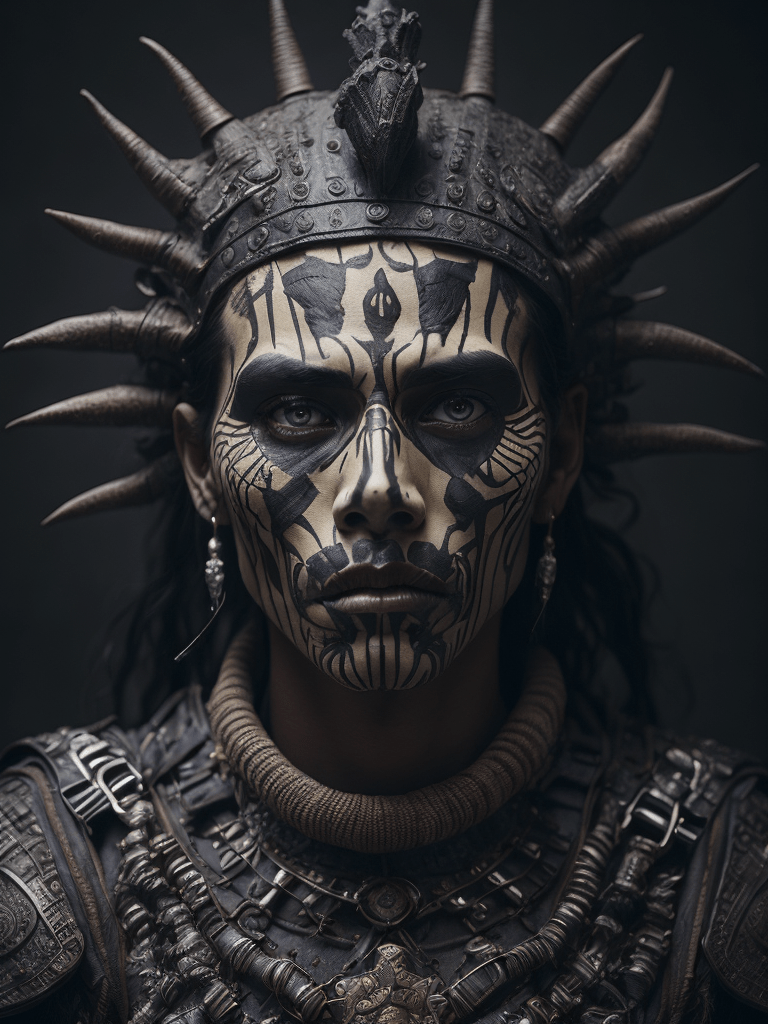 768x1024 Premium Free ai Image. in this powerful and evocative image mictlantecuhtli the ancient aztec god of the underworld emerges in all his ominous glory rendered predominantly in stark black and white