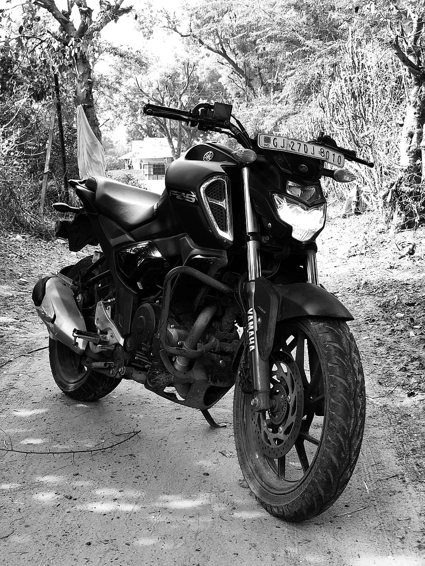 850x1133 Yamaha Fzs, Outdoor, Black, Monochrome, Farm, Black And White, Drive, Bike HD Phone Wallpaper