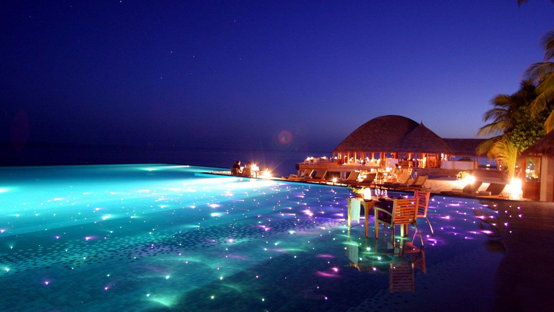 1920x1080 Download wallpaper 1920x1080 maldives, tropical, resort, evening