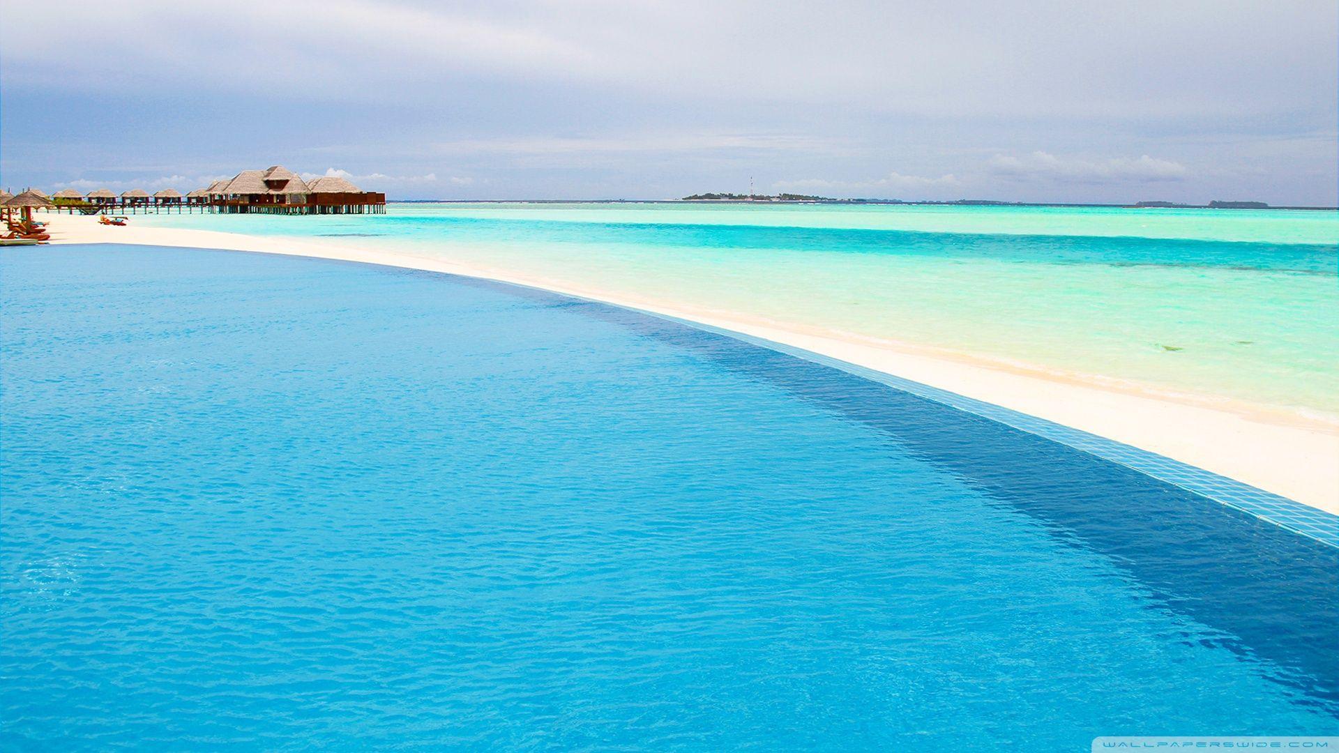 1920x1080 Infinity Pool, Maldives Ultra HD Desktop Background Wallpaper