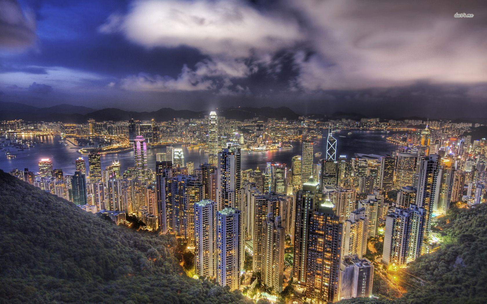 1680x1050 Hong Kong at Night wallpaper wallpaper