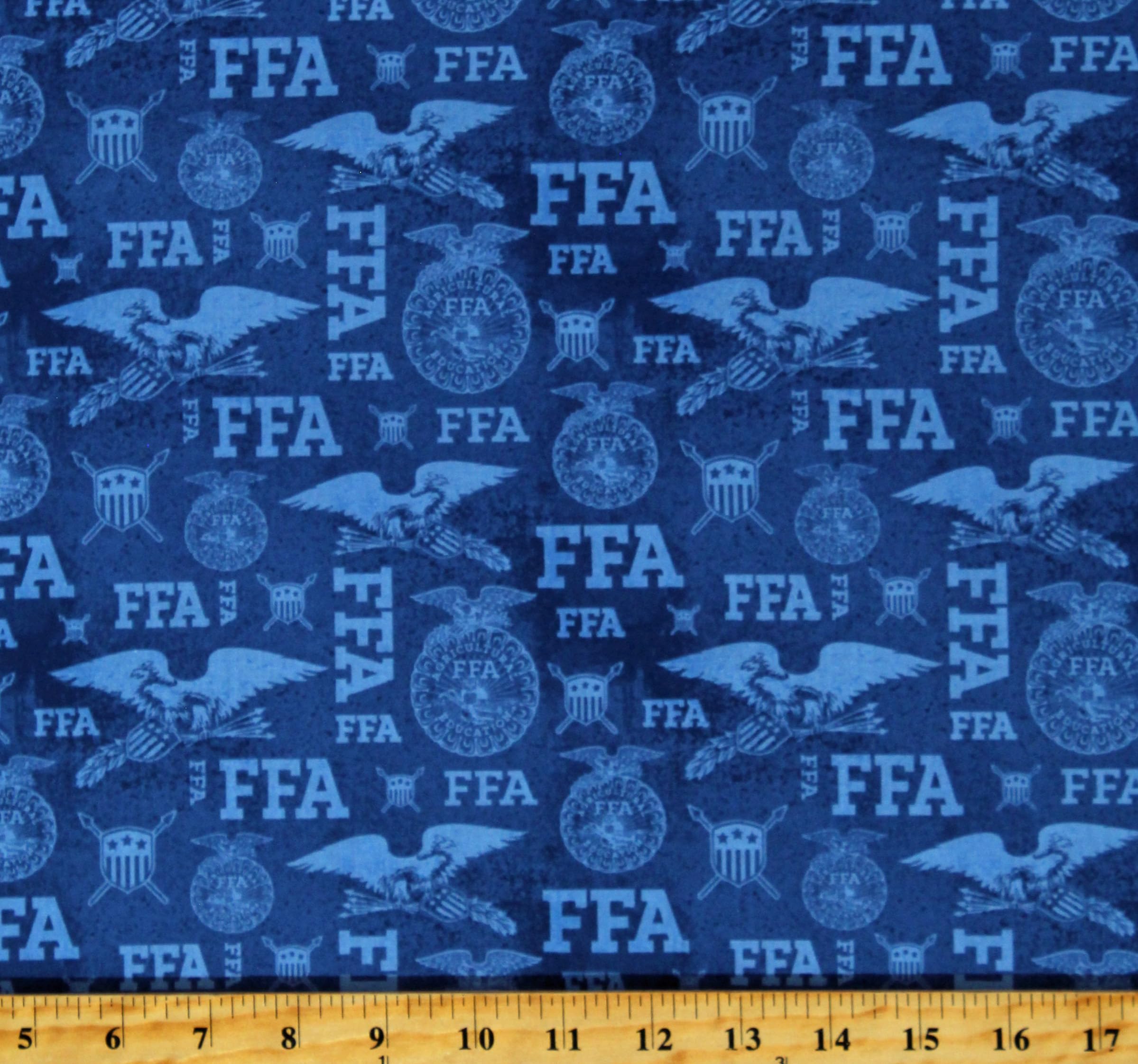 2399x2244 Cotton FFA Future Farmers Of America Emblems Logos Agricultural Education Farming Forever Blue Refreshed Cotton Fabric Print By The Yard (C13952 Blue) : Arts, Crafts & Sewing