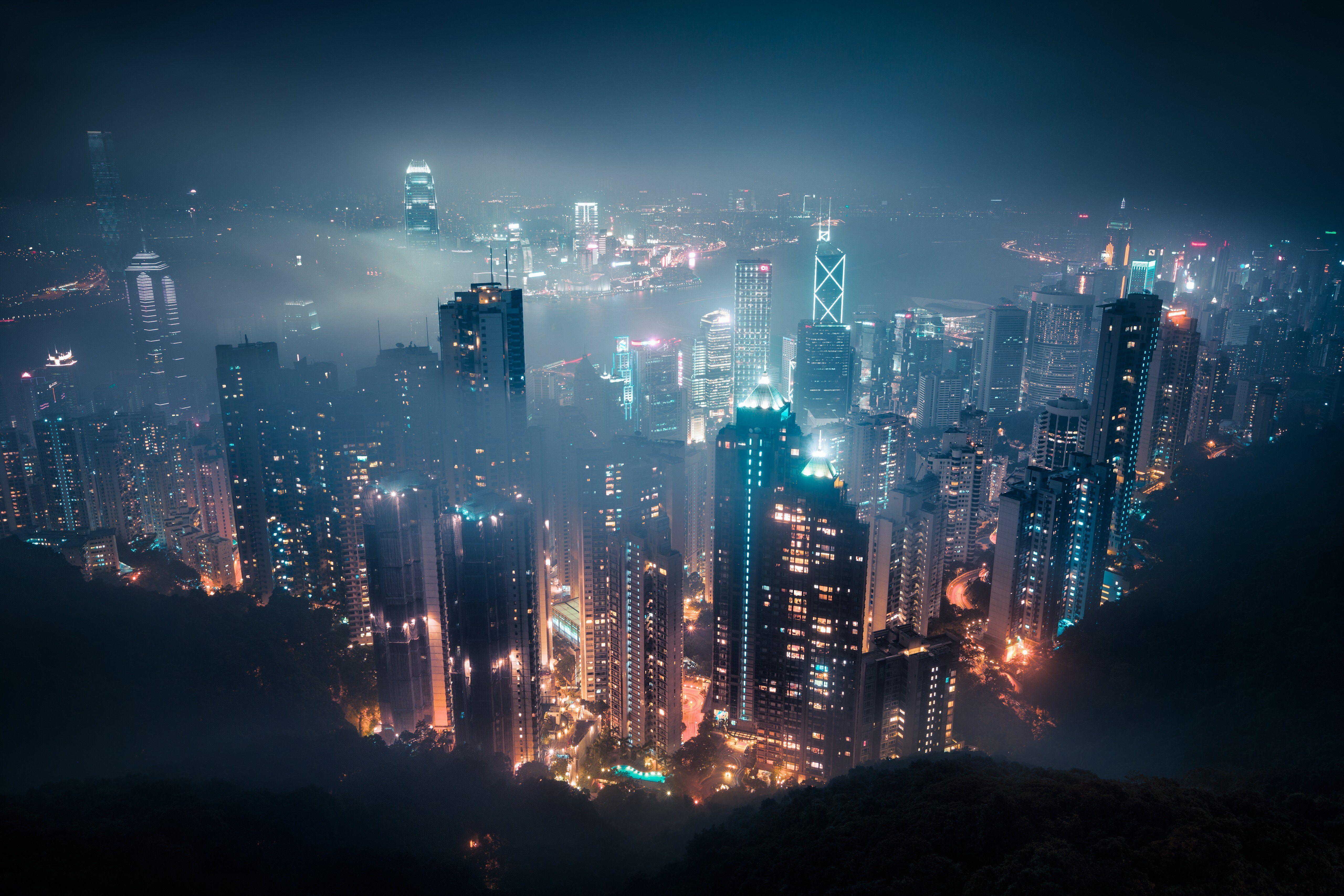 5120x3413 Hong Kong At Night 4K wallpaper