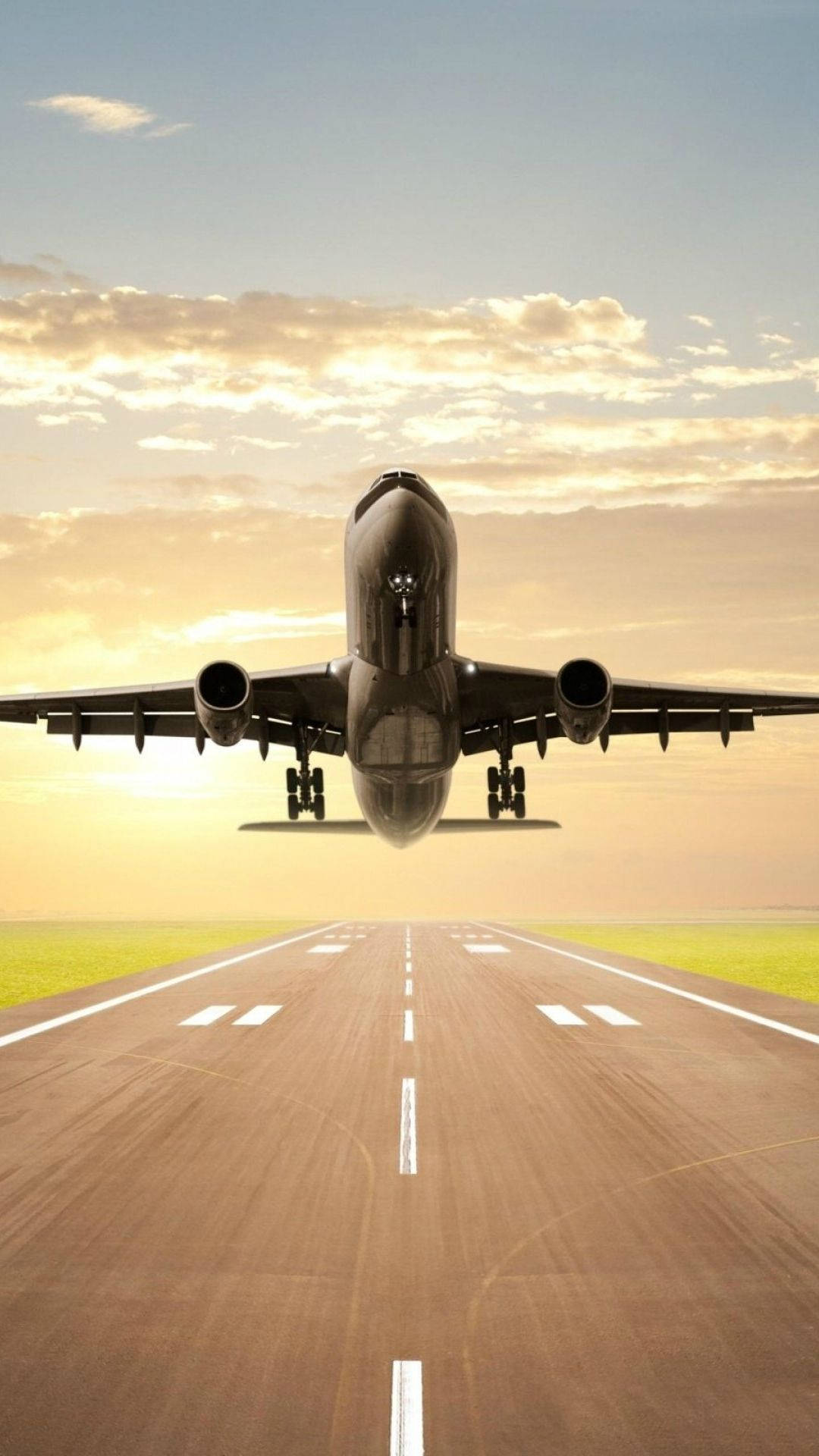 1080x1920 Download Takeoff Of White Airplane Android Wallpaper