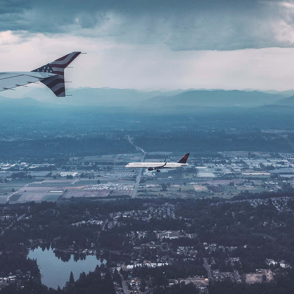 1024x1024 Download Wings of a Plane During Takeoff