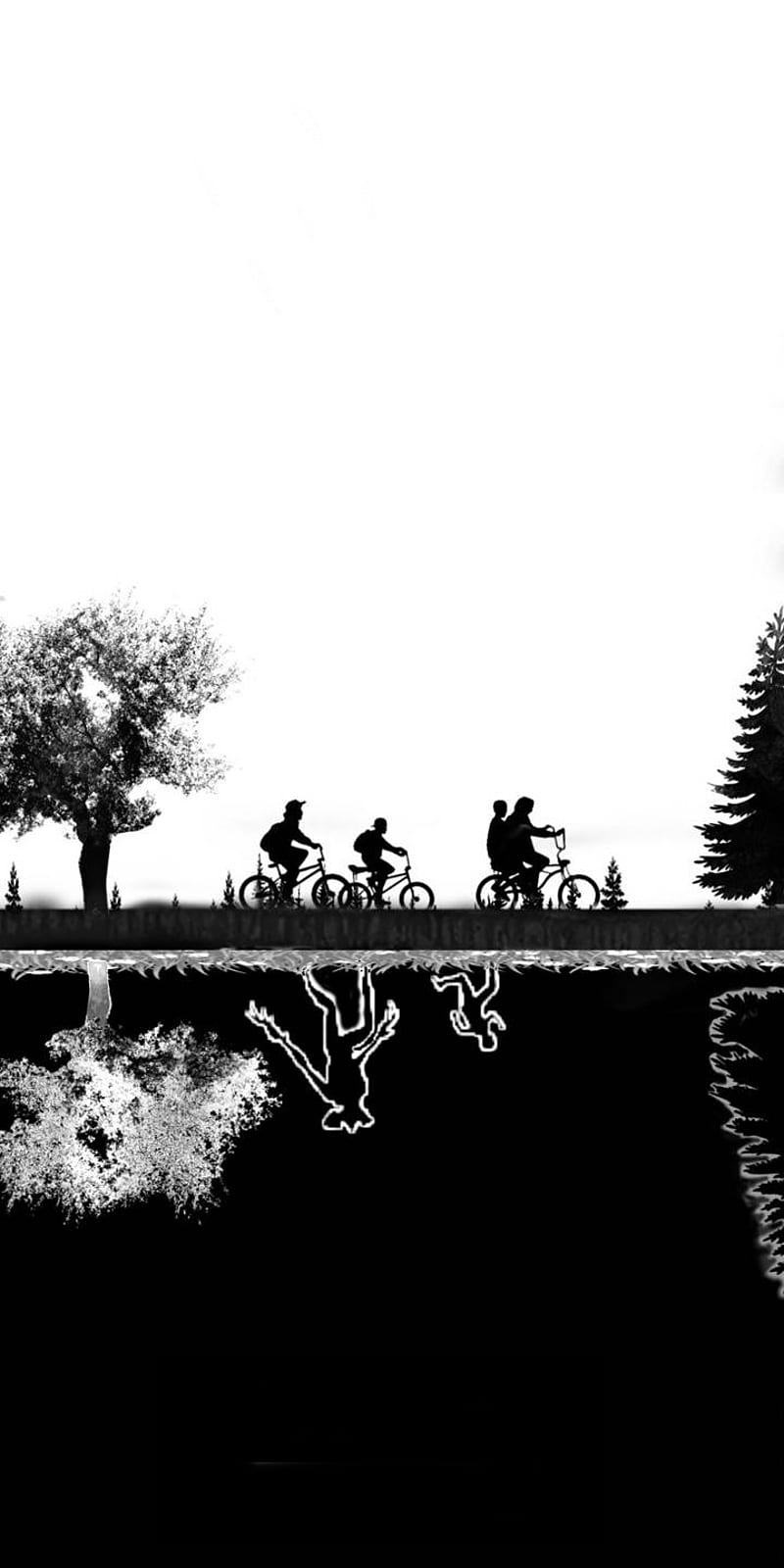 800x1600 ST CLEAN, black and white, stranger things, HD phone wallpaper