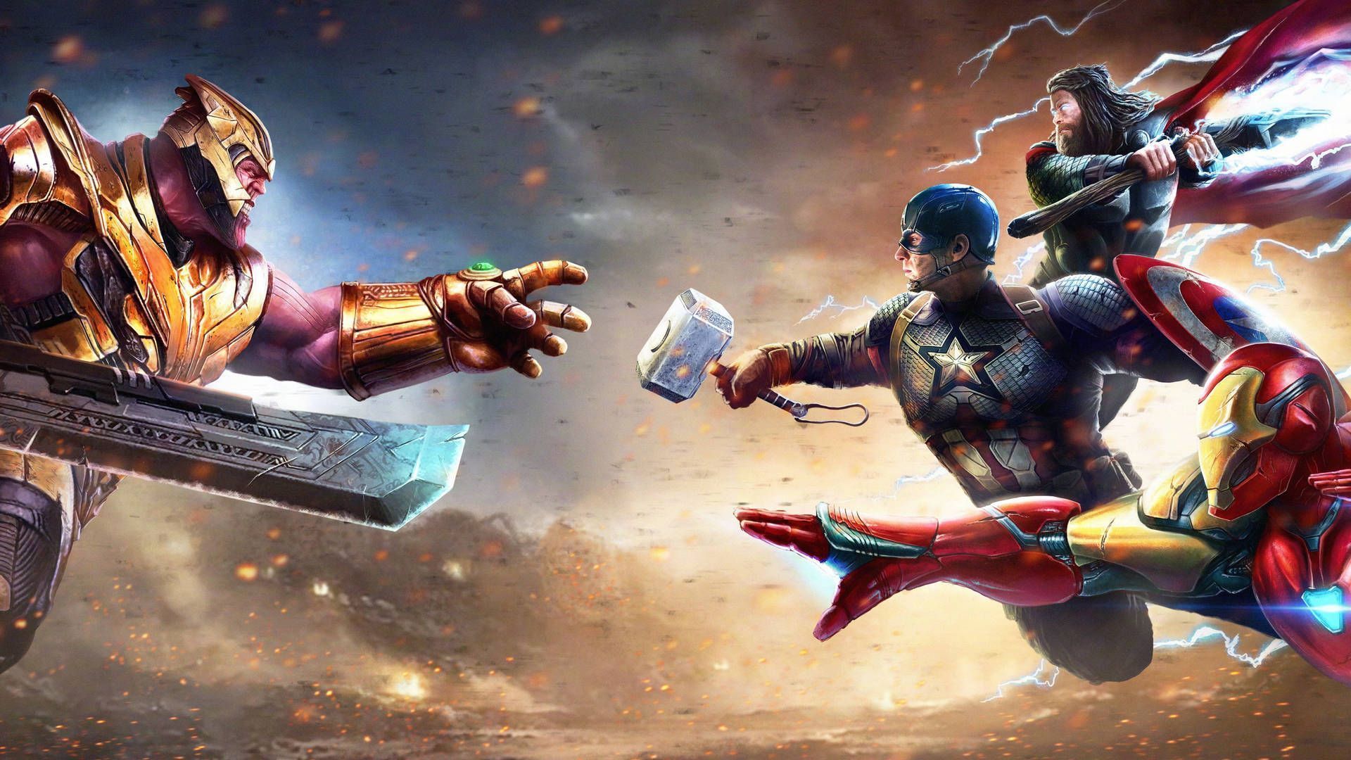 1920x1080 Download Avenger 3D Assemble Versus Thanos Wallpaper