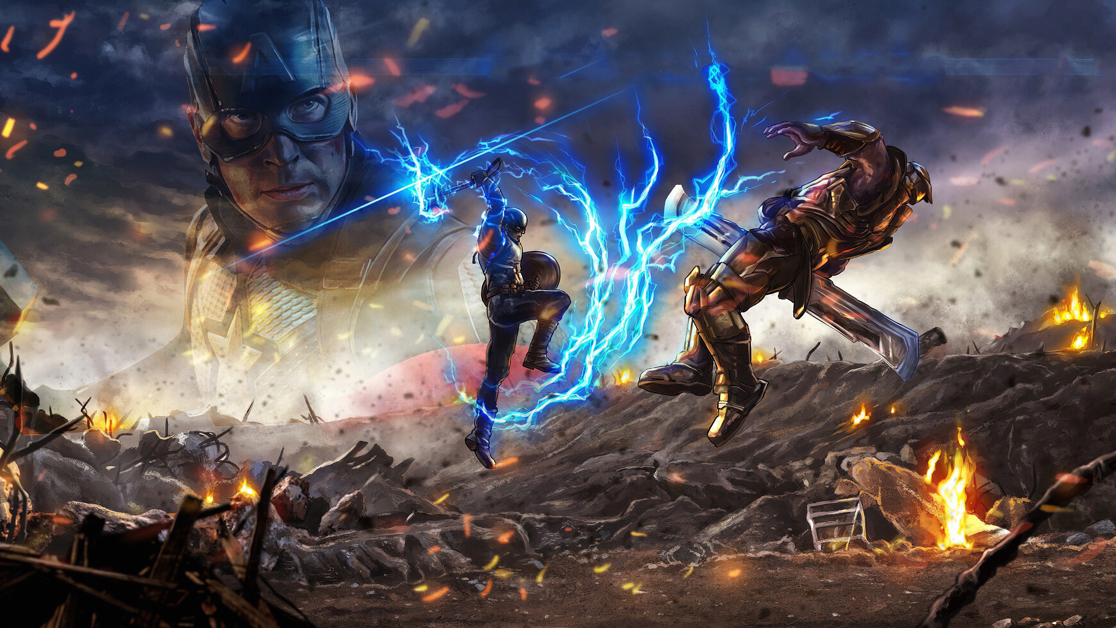 3840x2160 Captain America Versus Thanos Avenger 4K HD Avengers Endgame Wallpaper