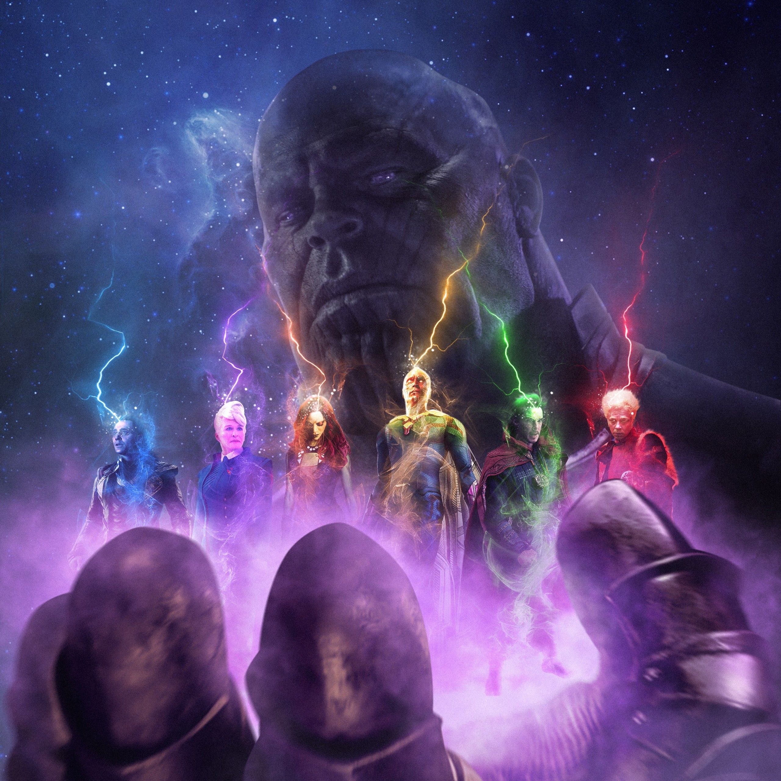 2560x2560 Thanos vs Avengers Wallpaper