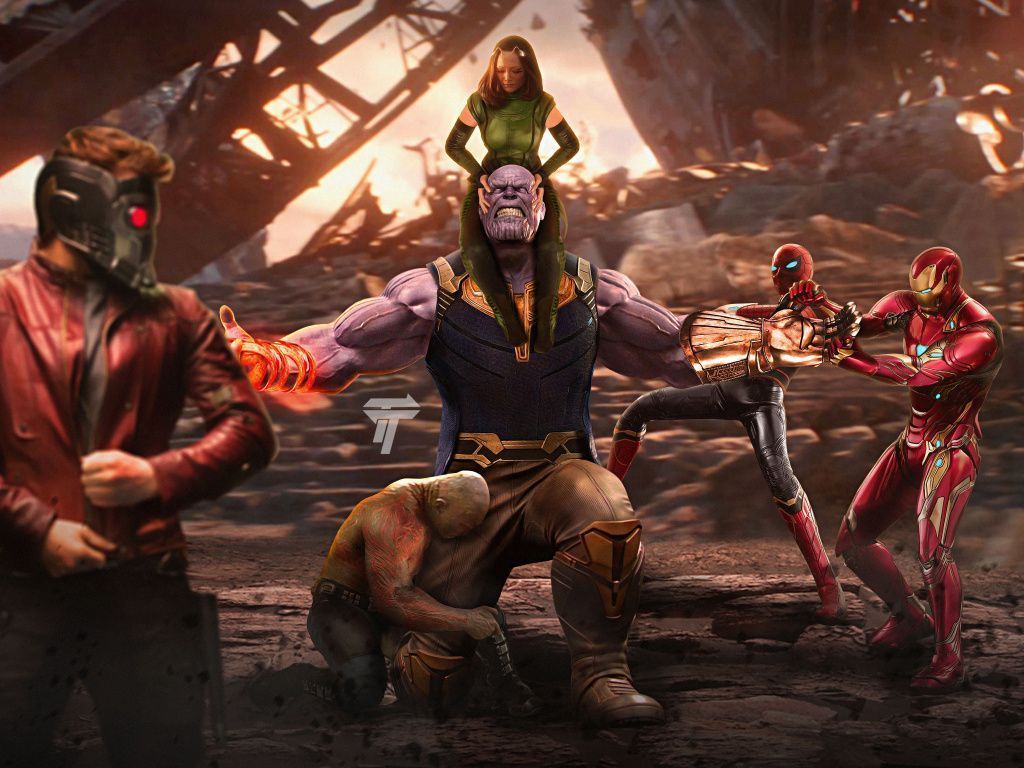 1024x768 Thanos Vs Avengers Wallpaper