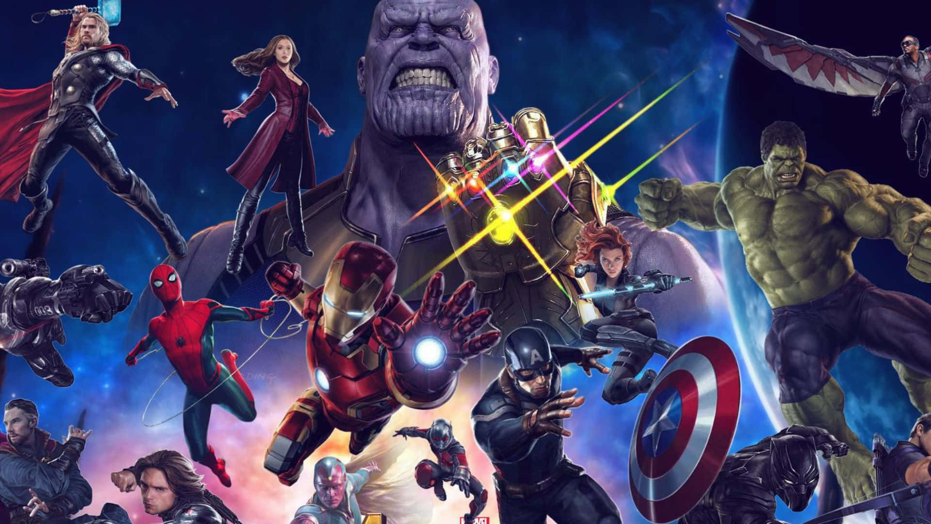1920x1080 Download Iron Man and Thanos facing off in an epic battle Wallpaper