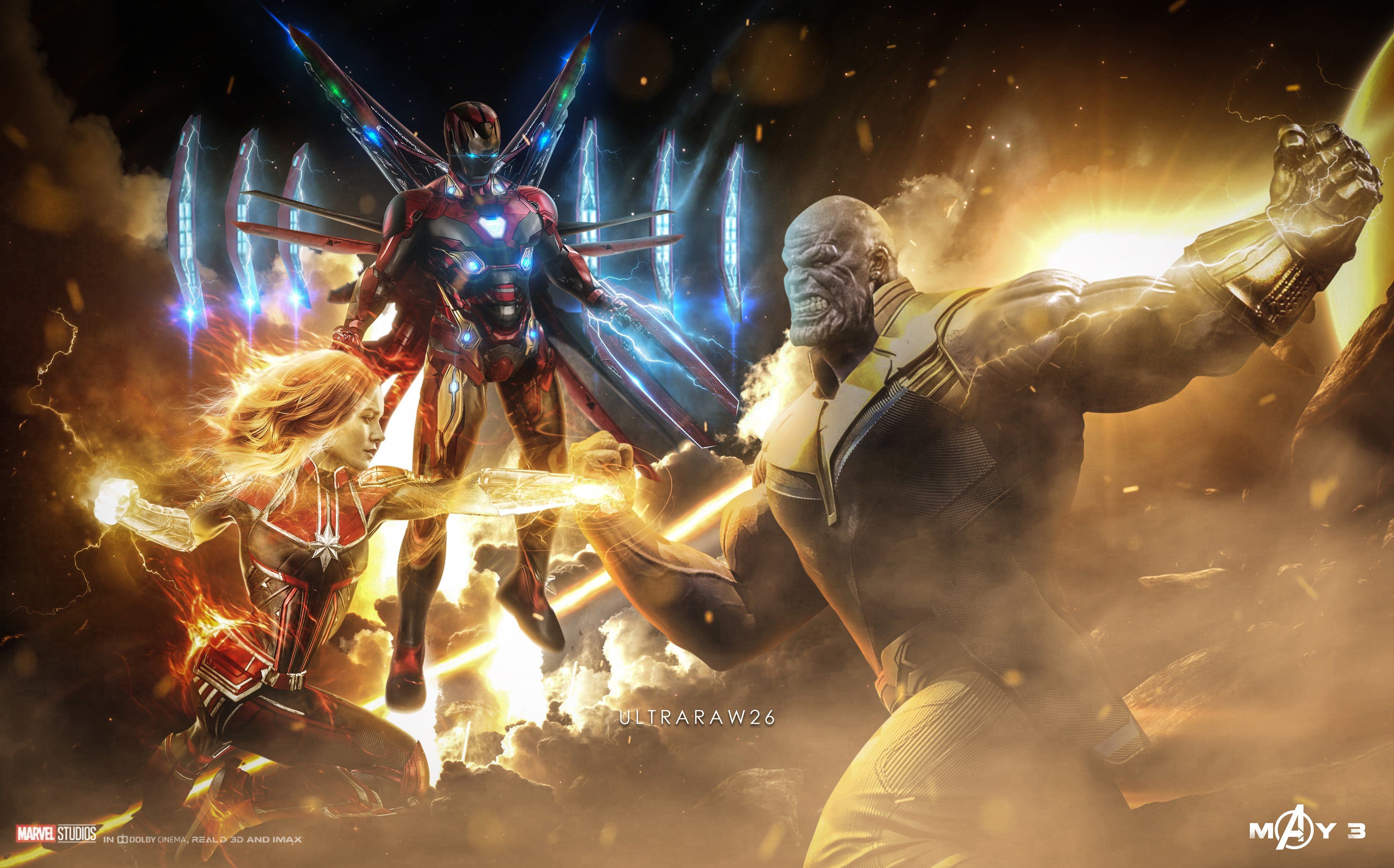 3840x2393 Wallpaper Iron Man, Thanos, Captain America, Superhero, Entertainment, Background Free Image