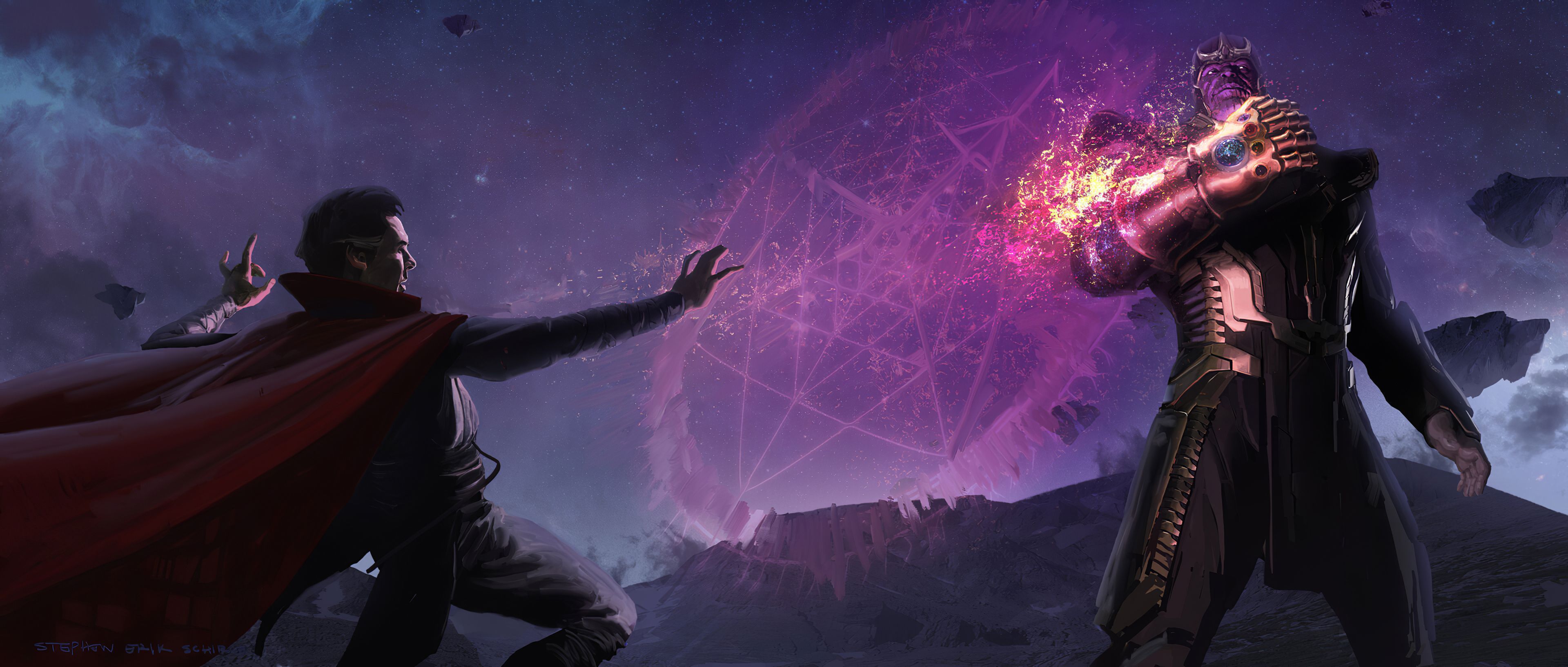 3840x1634 Download Infinity Gauntlet Doctor Strange Thanos Movie Avengers EndGame HD Wallpaper
