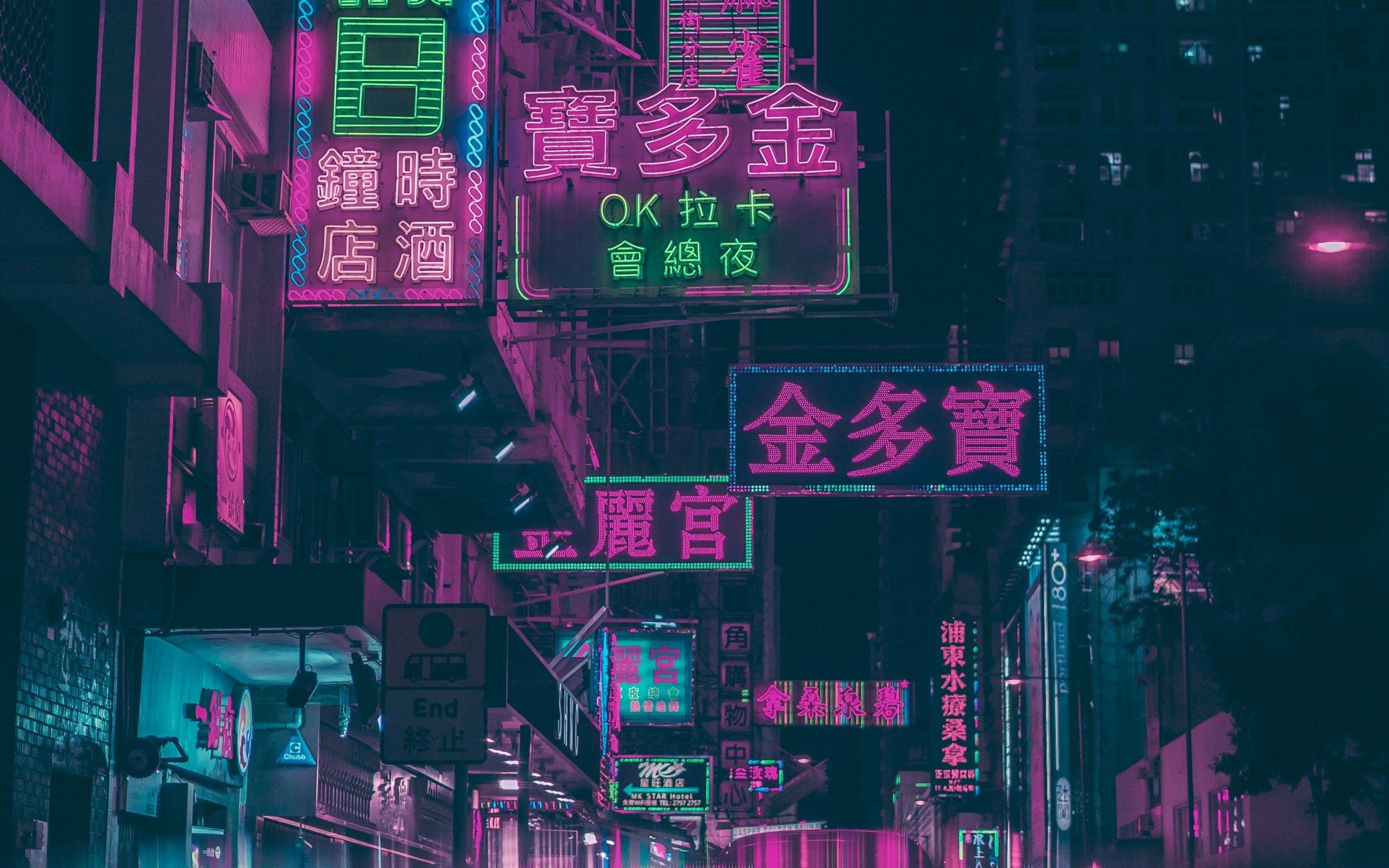 2880x1800 Download 2880x1800 Hong Kong, Urban, Night, Shop Signs, Neon
