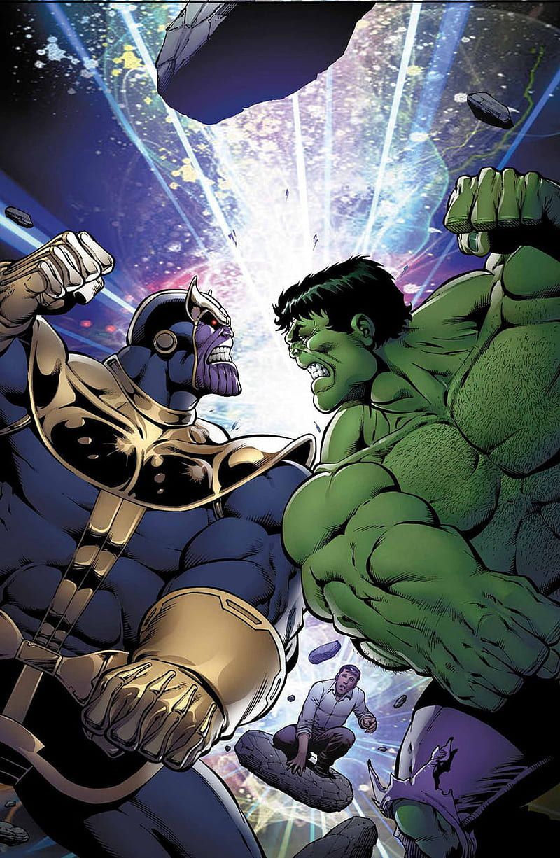 800x1226 Thanos vs hulk, avengers assemble, superheroes, super villains, marvel comics, HD phone wallpaper