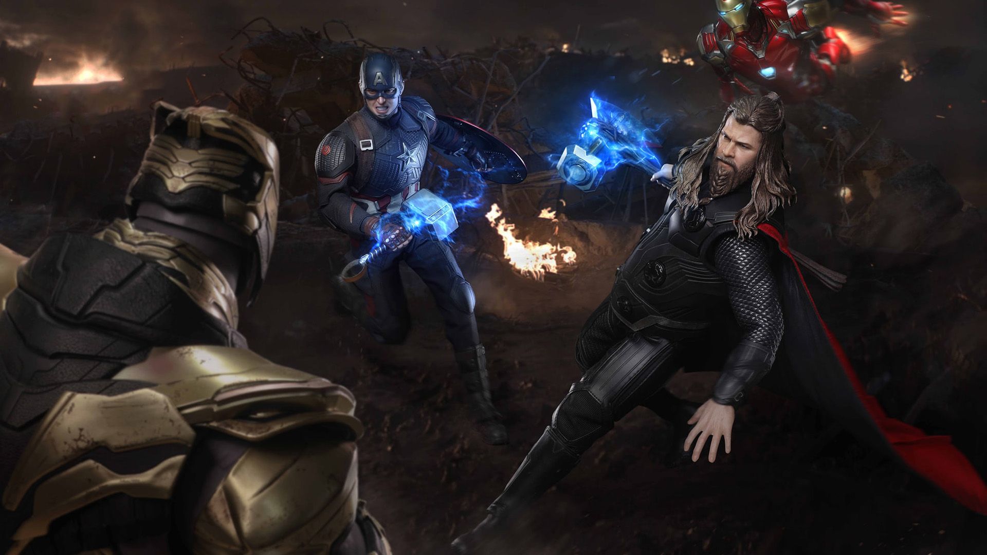 1920x1080 Captain America Iron Man Thanos Thor HD Avengers Endgame Wallpaper