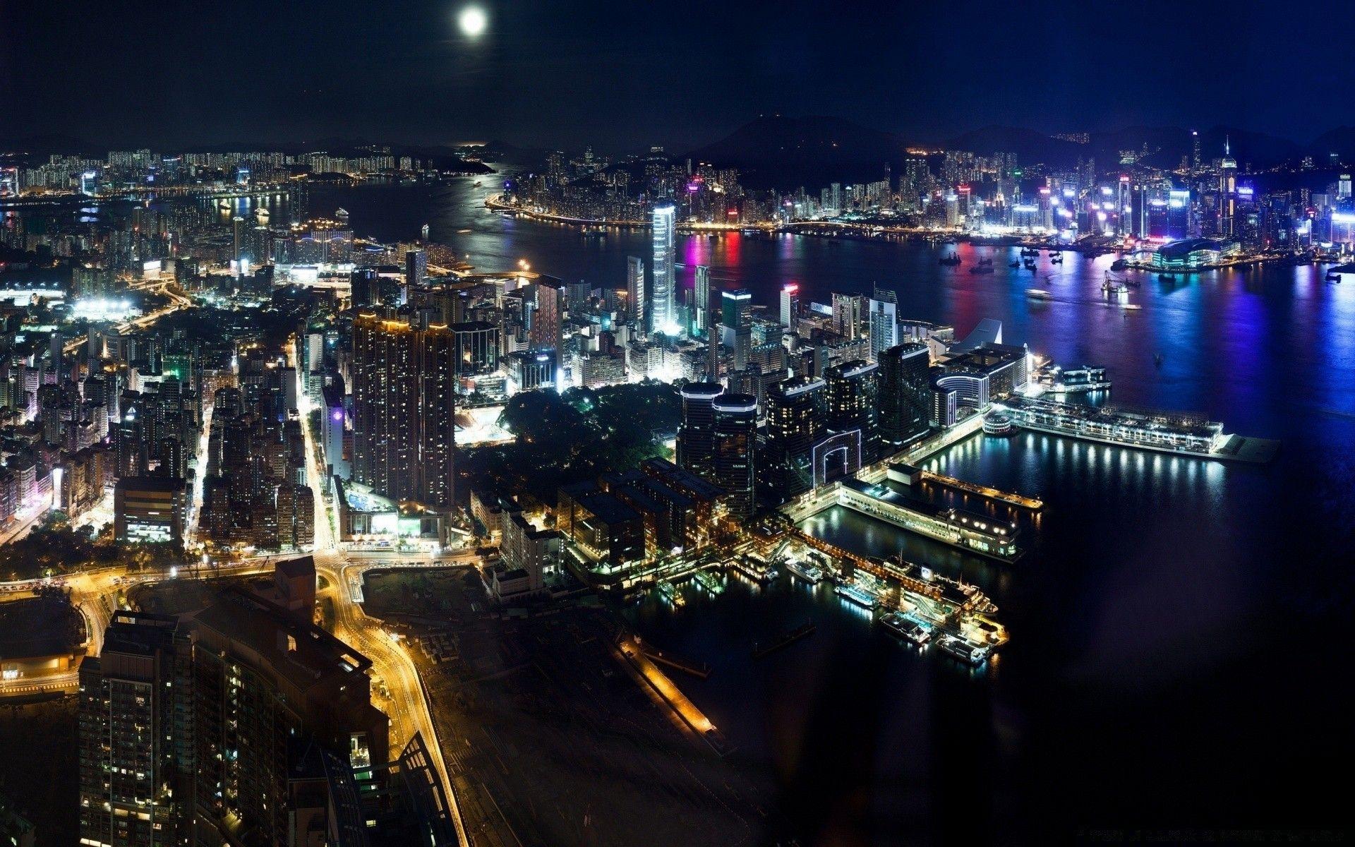 1920x1200 Hong Kong Night Panorama