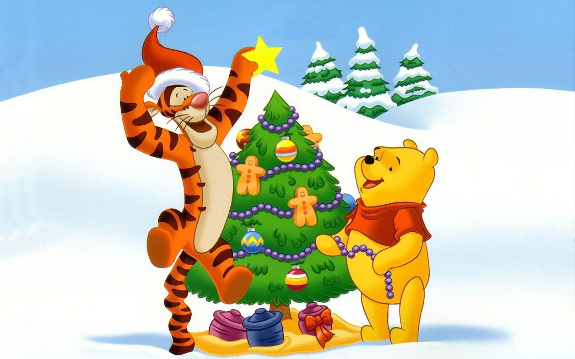 1920x1200 Cartoon Tigger And Winnie The Pooh Winter Celebration Christmas