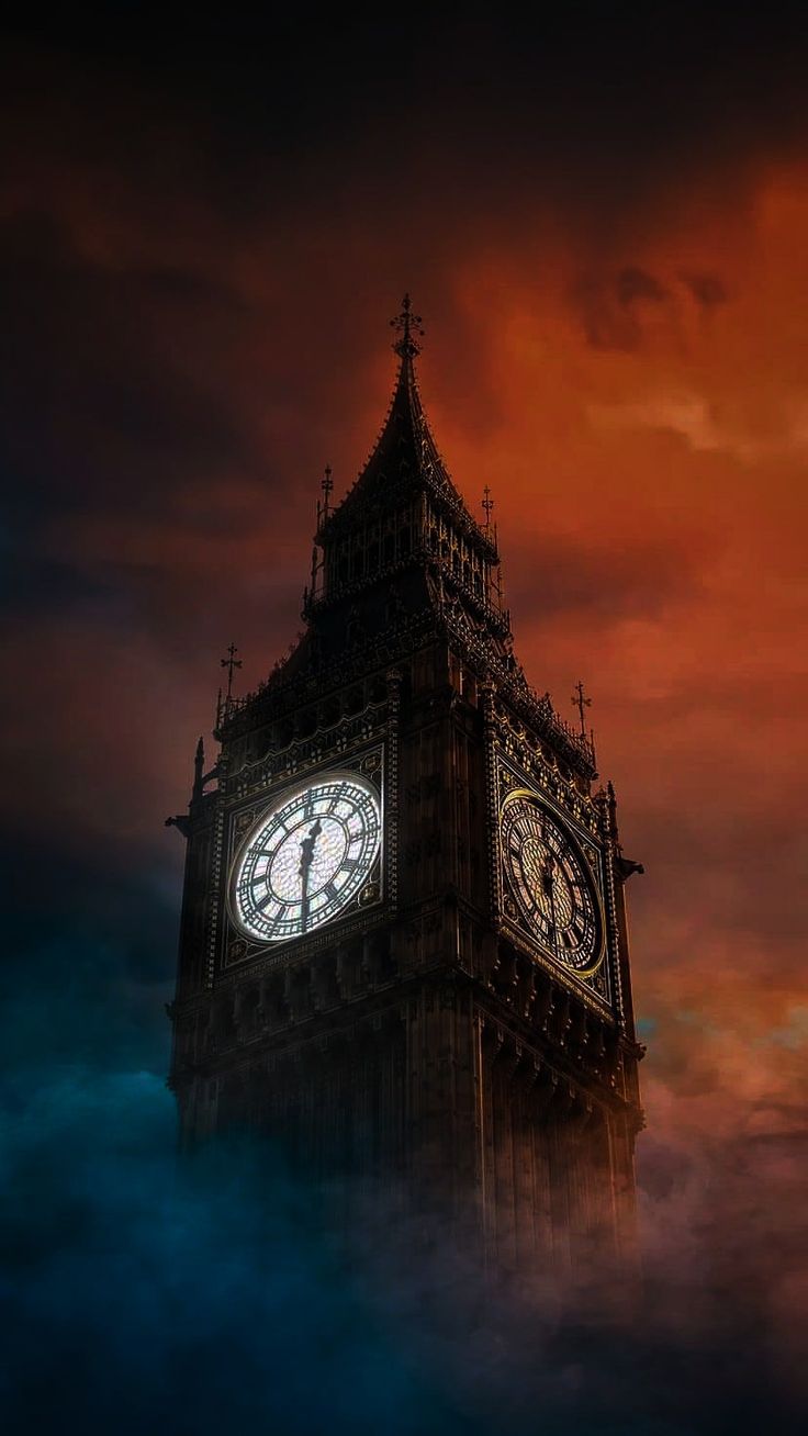 736x1308 Clock Tower Dark Wallpaper for Android and iPhone