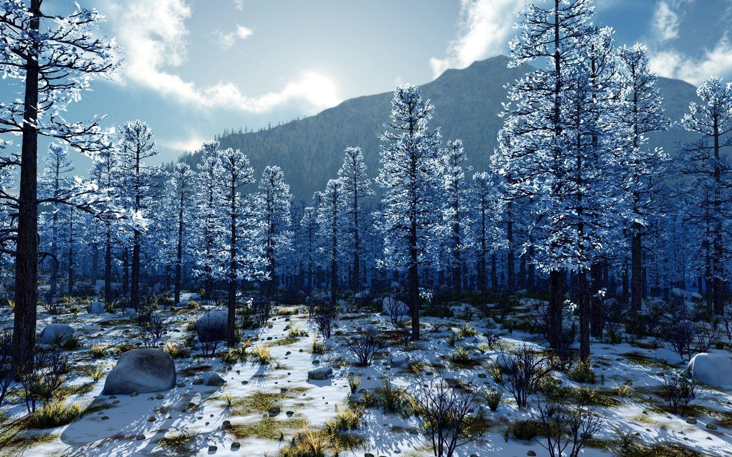 1440x900 3D Landscape: Winter Blues, Created By Tiger I, Picture Nr. 58199