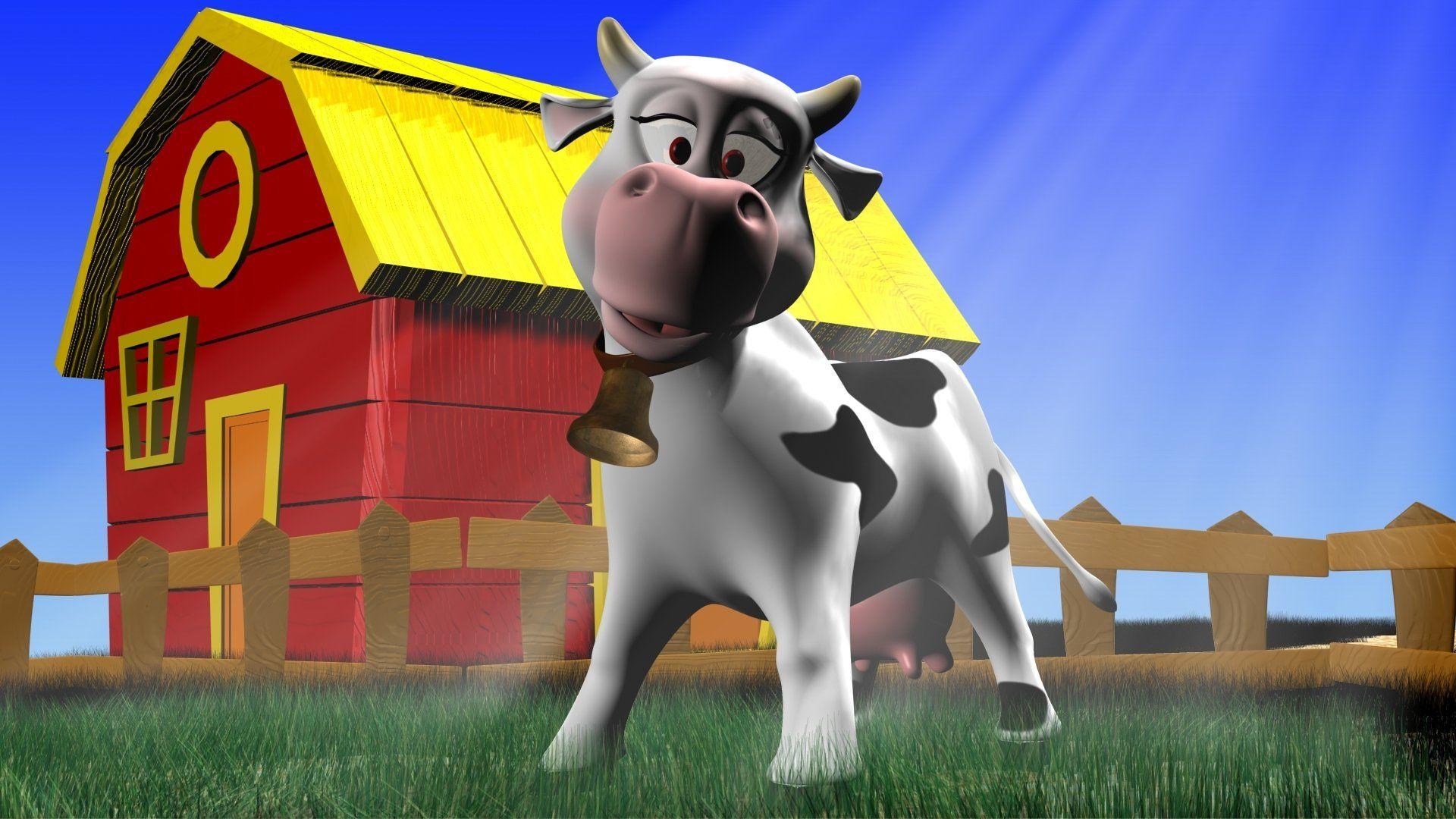 1920x1080 Cartoon Cow 3D HD Wallpaper