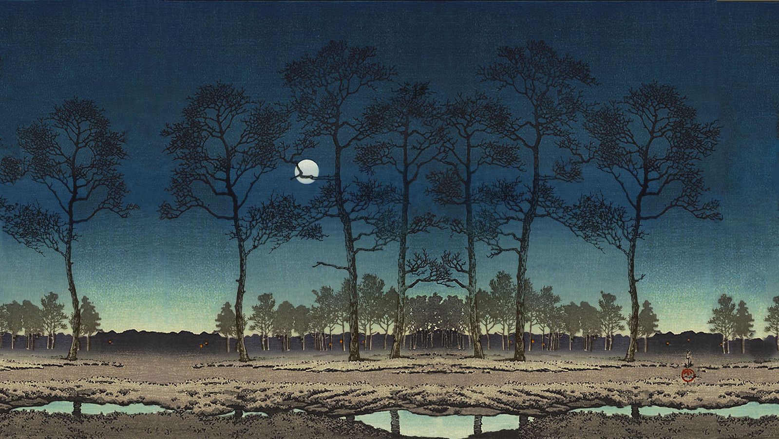 1599x902 Computer wallpaper) 'Field of Toyama' or 'Moon over Toyam