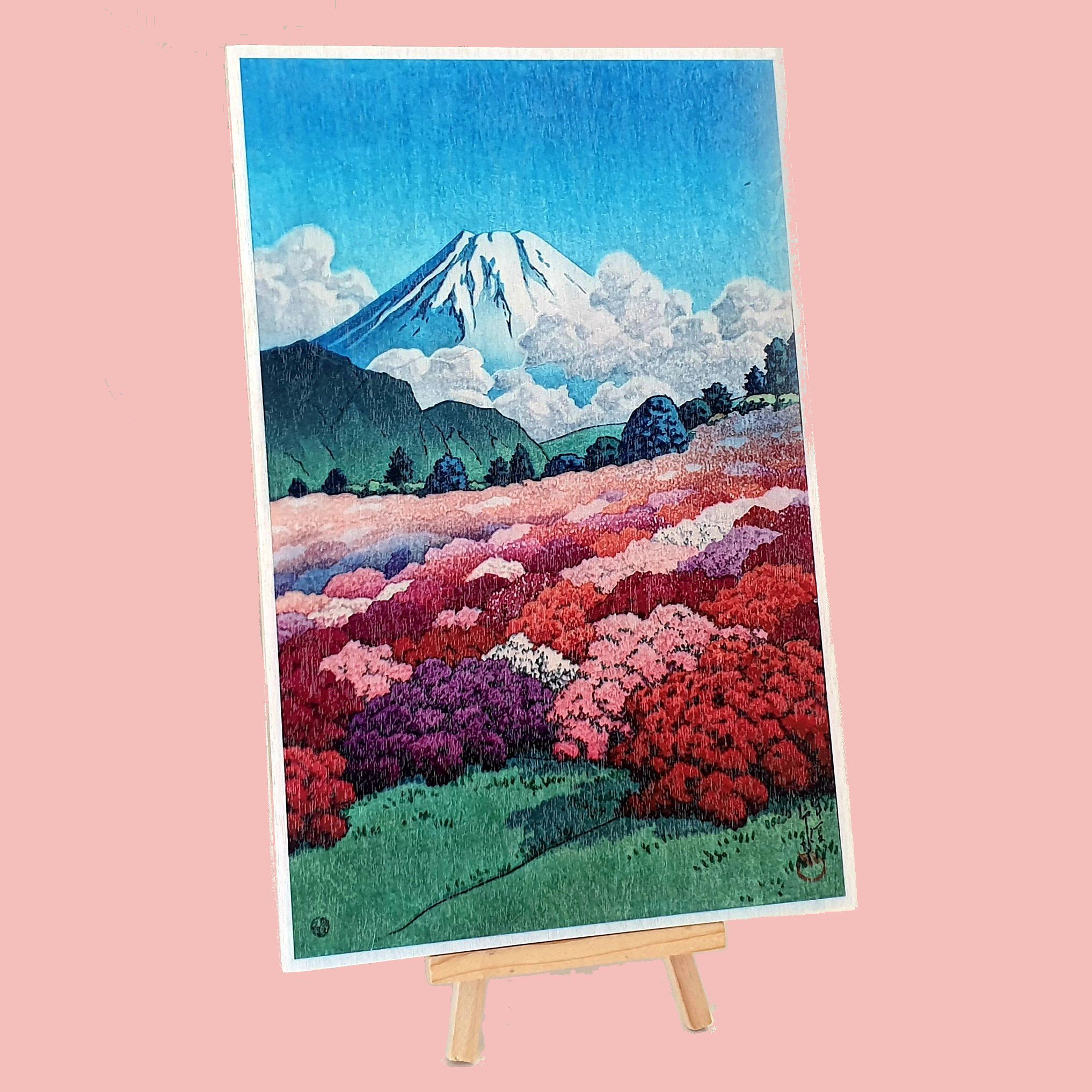 2034x2034 Hasui: View of an Azalea Garden and Mt Fuji, by Kawase Hasui, 1930