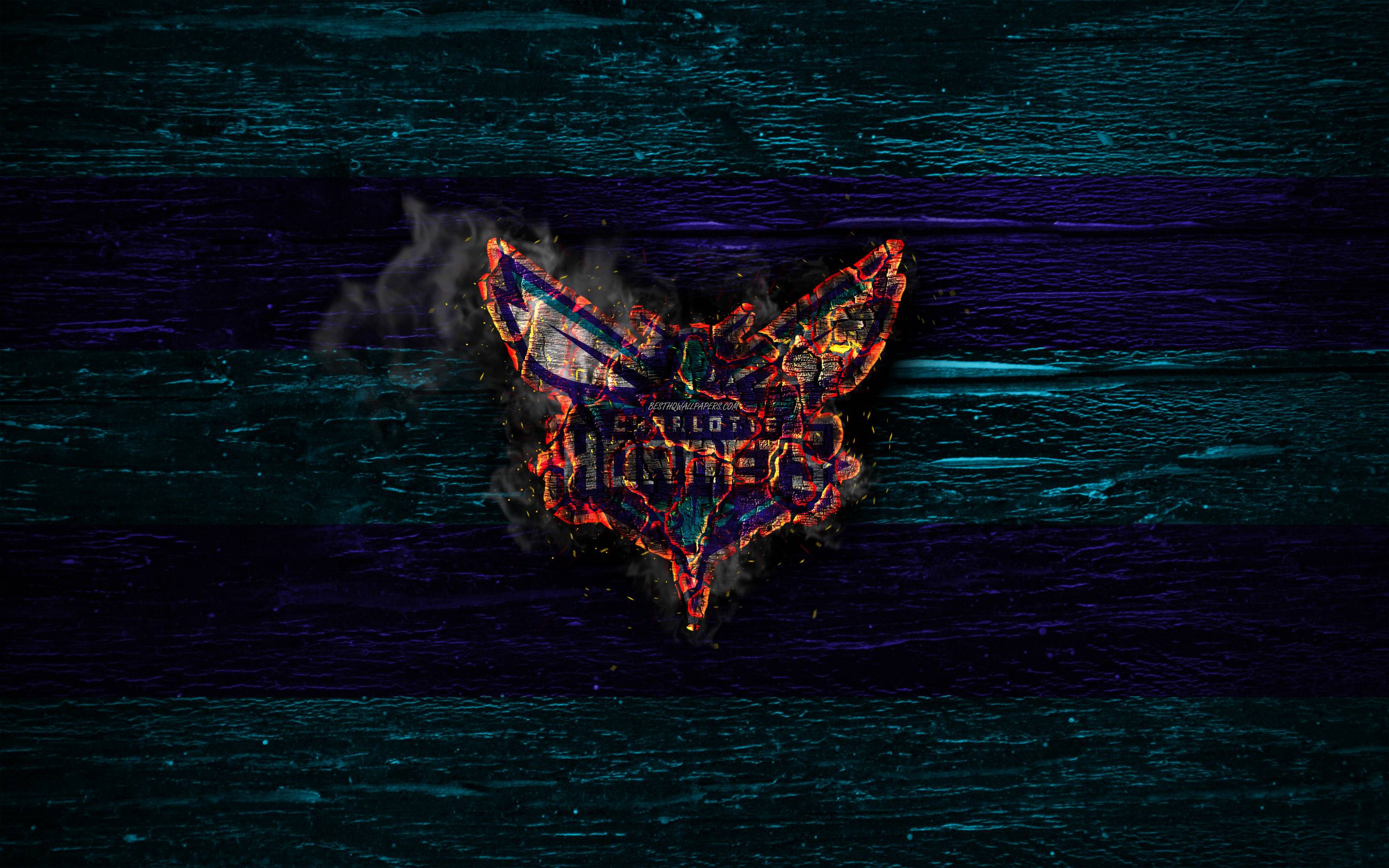 2880x1800 Charlotte Hornets, Fire Logo, Nba, Blue And Violet