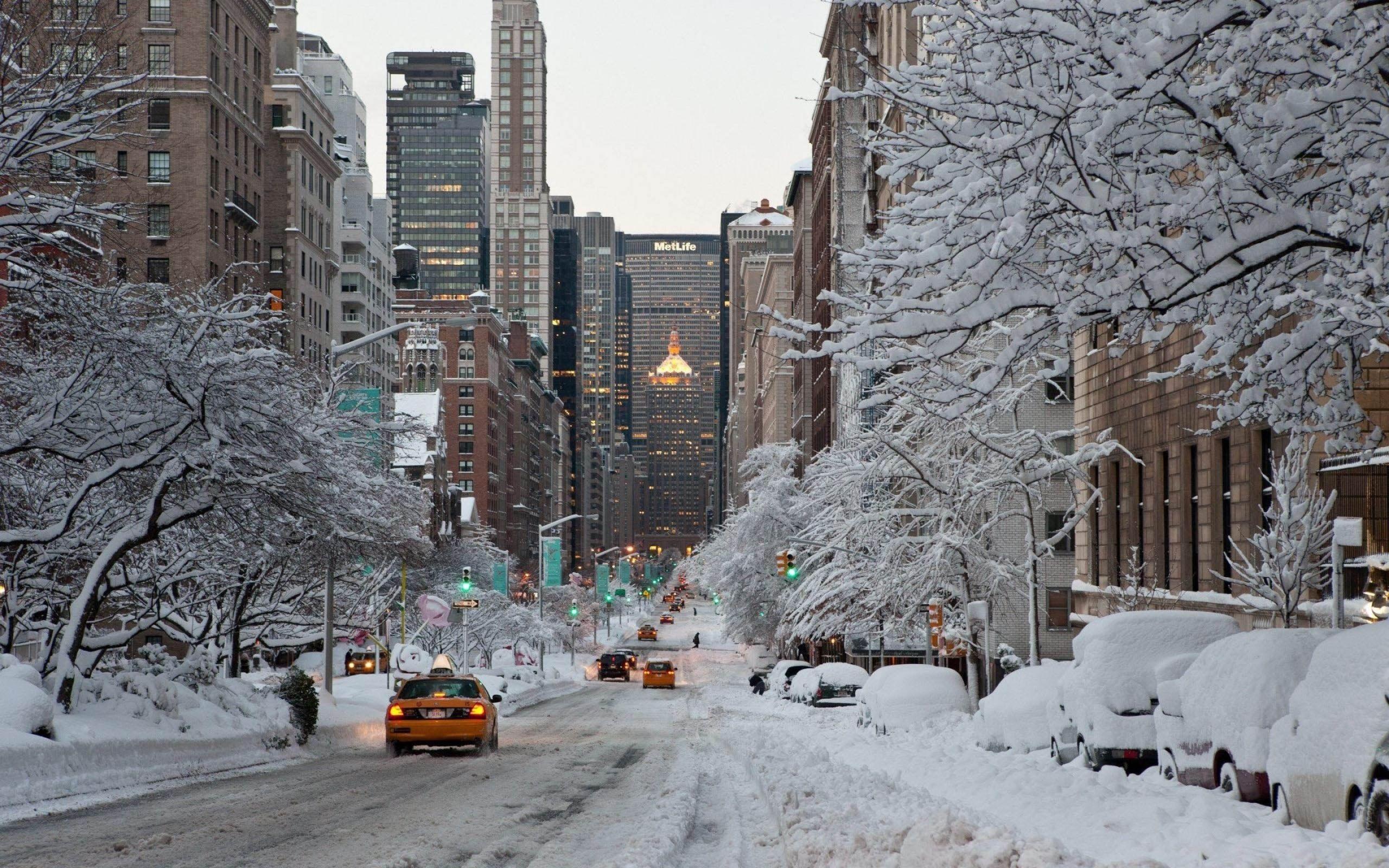 2560x1600 NY Winter Snow USA Mac Wallpaper Download