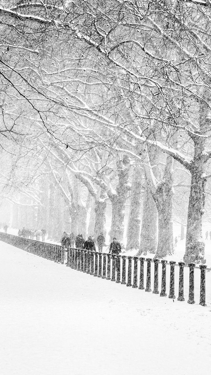 720x1280 snow, people, road, city, london, winter, trees, park