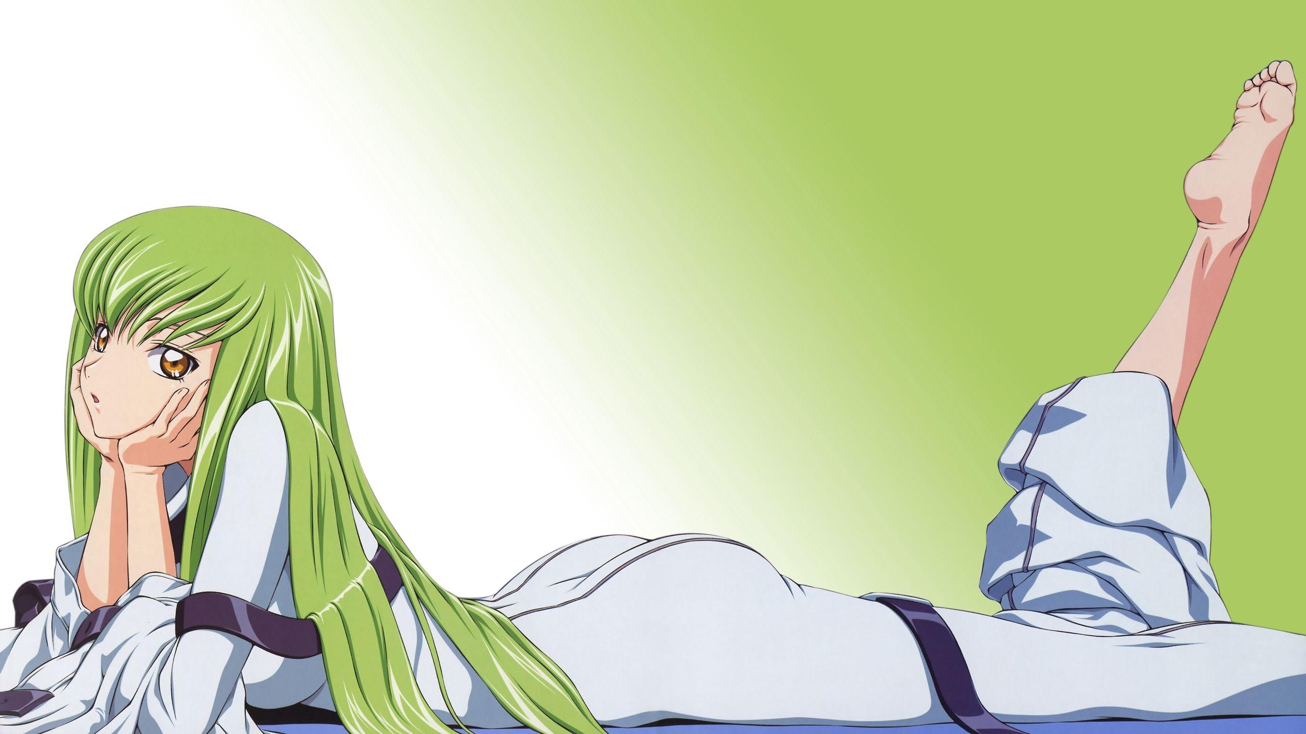 2560x1440 Download wallpaper 2560x1440 anime, green hair girl, cute, girl