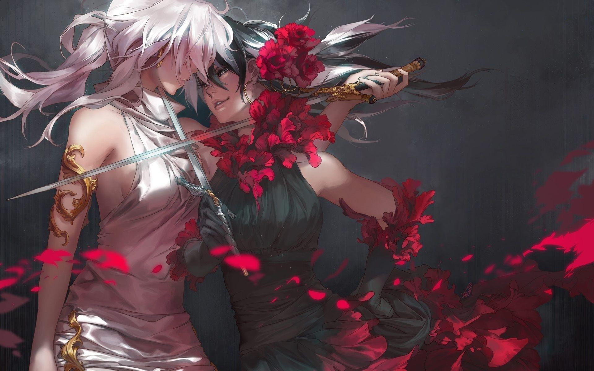 1920x1200 wallpaper: Anime Wallpaper Girls Sword Fighting