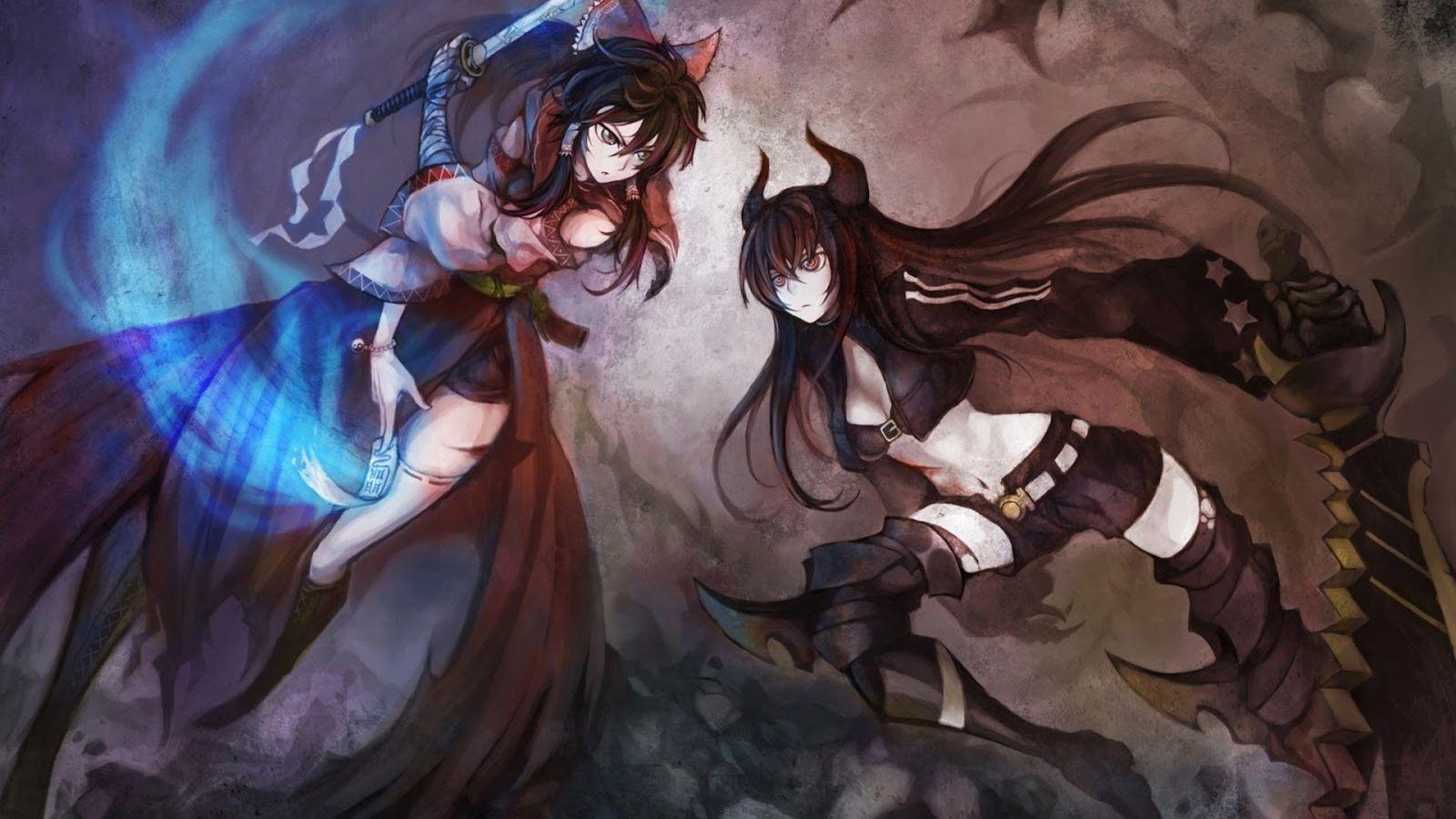 1600x900 Free download Gold Saw Anime Girls Fighting Sword HD Wallpaper