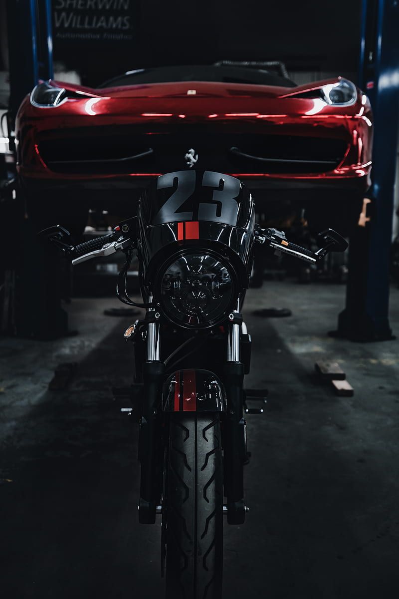800x1200 Motorcycle, bike, car, black, red, HD phone wallpaper