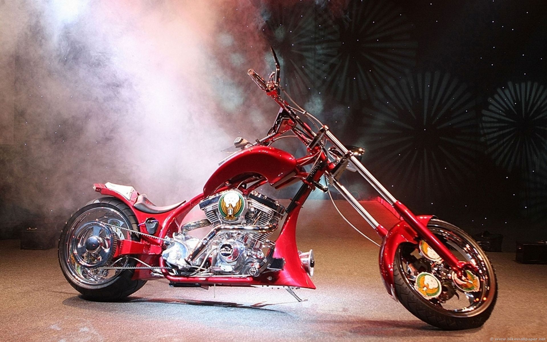 1920x1200 Ultimate HD Motorcycle Power: Sleek Red Chopper on Display