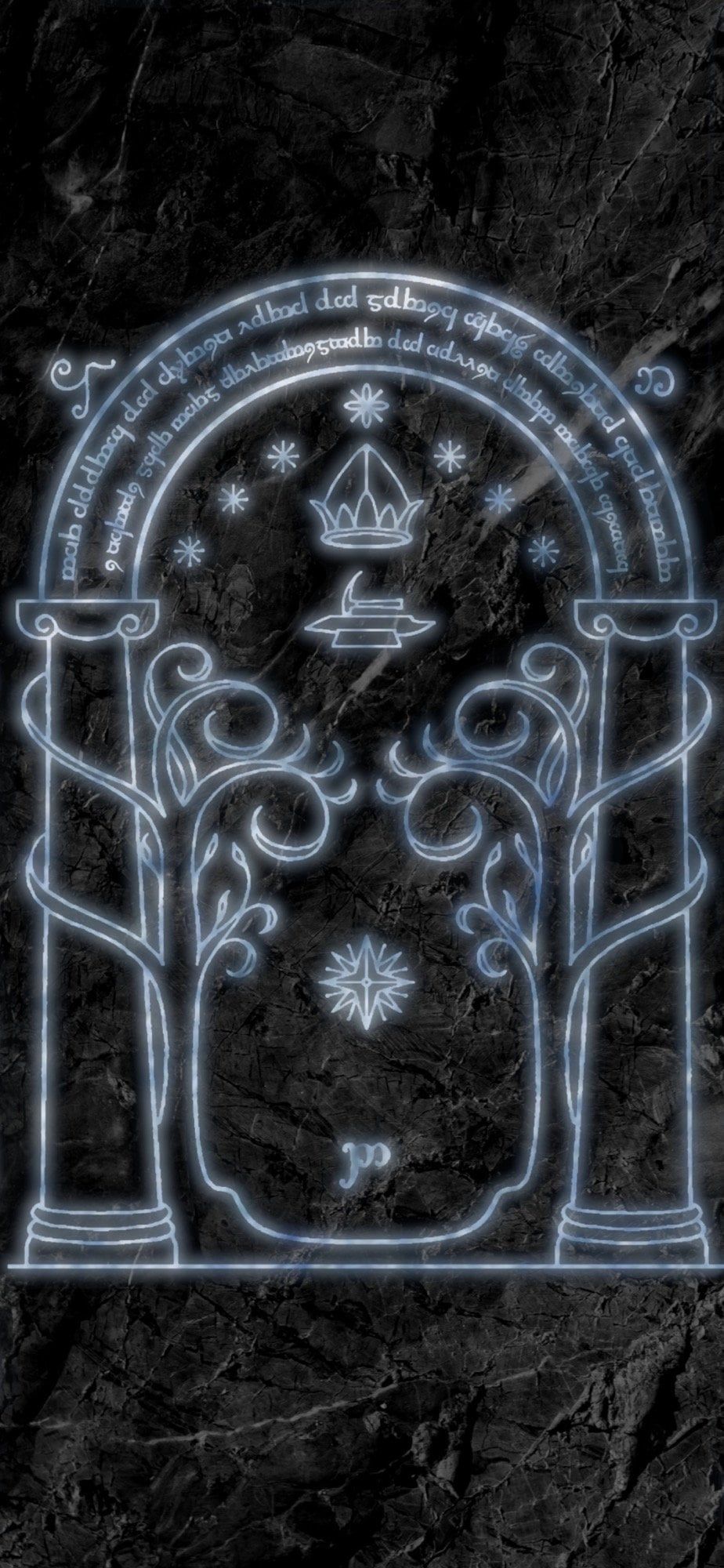 924x2000 Couldn't find a Door of Durin phone phone wallpaper I liked, so I made one in GIMP and I'm pretty pleased with the results