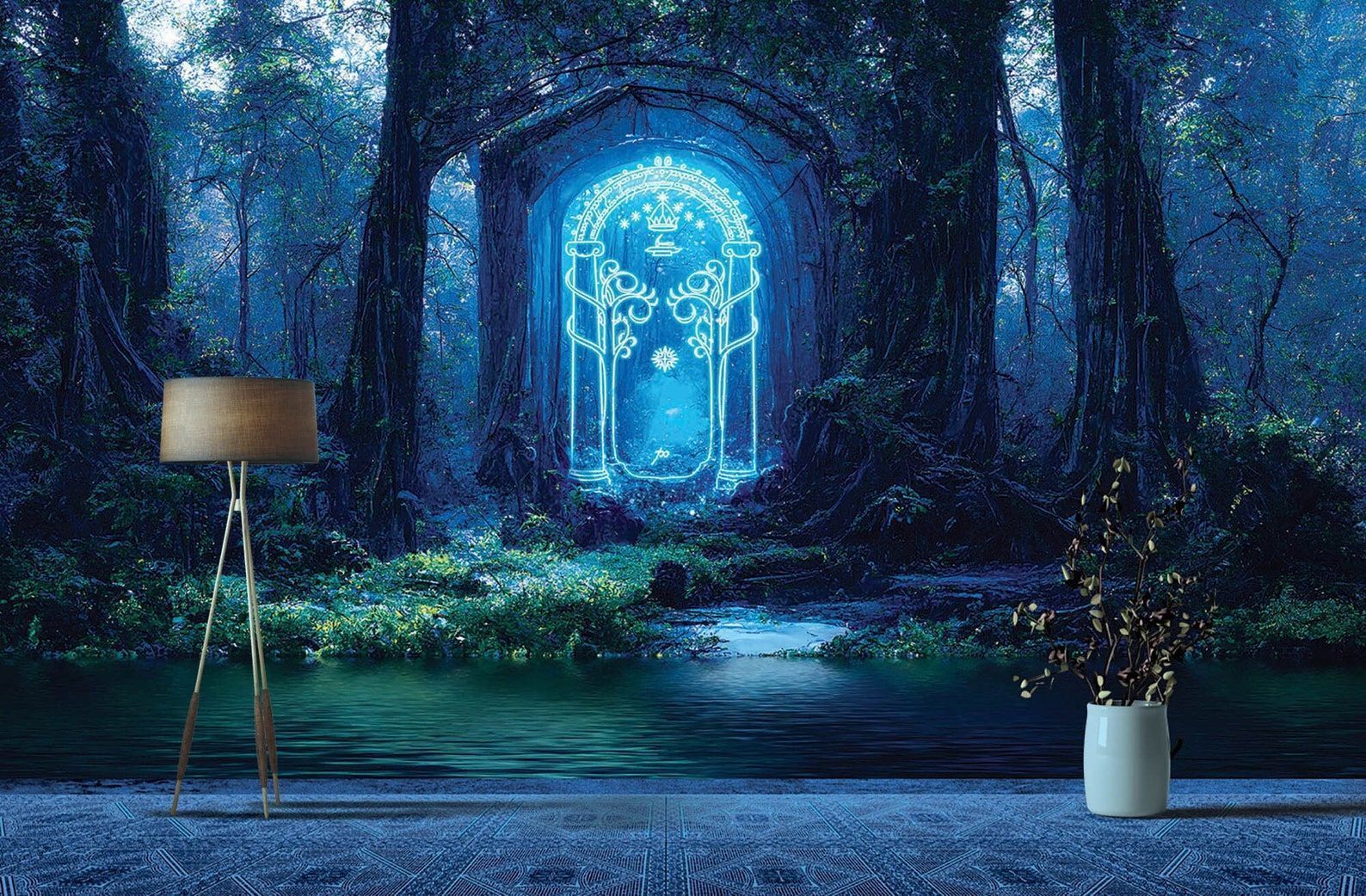 1588x1042 Door of Durin wall art, magical wallpaper or tapestry, baby room decor