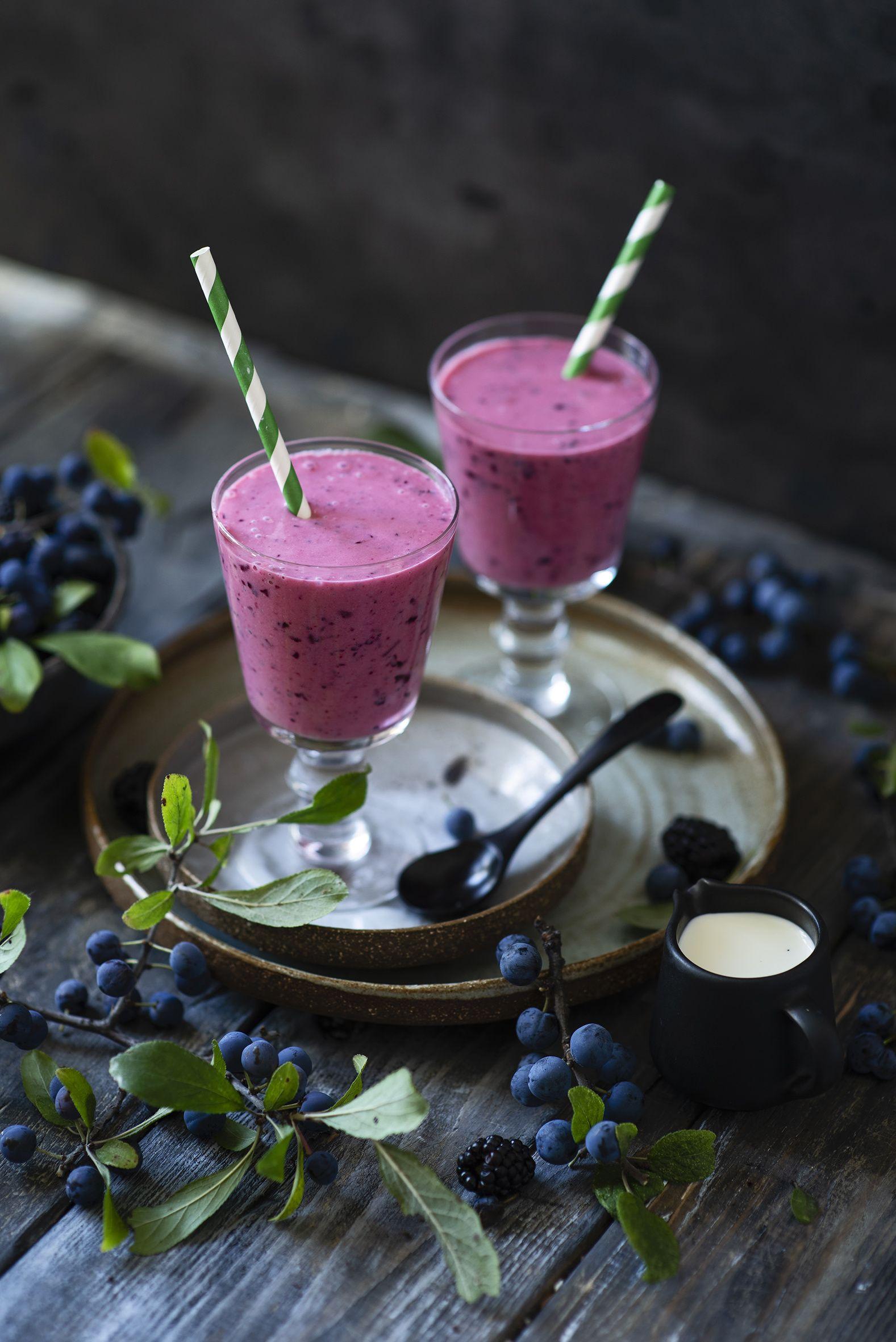 1577x2362 Wallpaper Smoothie 2 Blueberries Food Branches Stemware