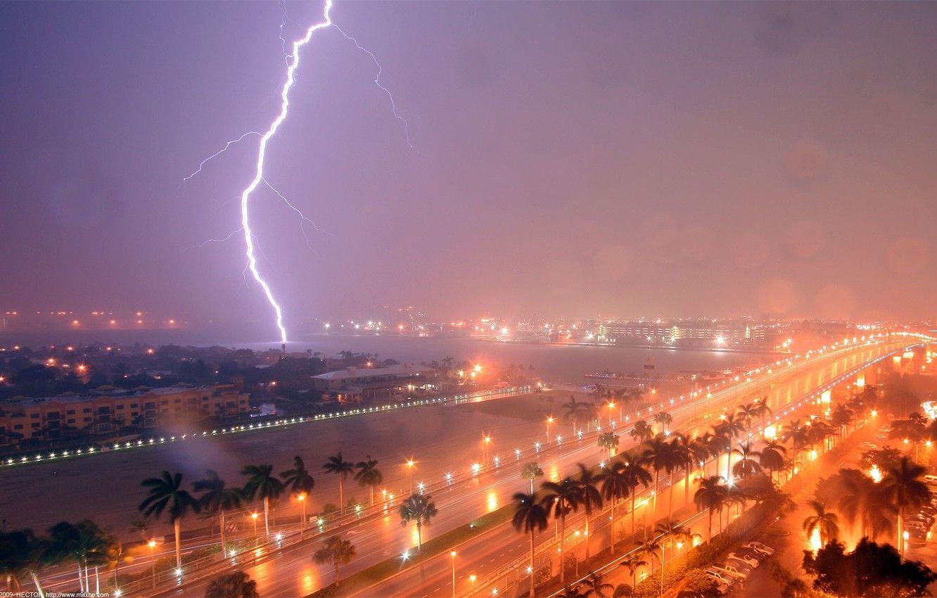 1332x850 Wallpaper the storm, lightning, FL, Fort Lauderdale image