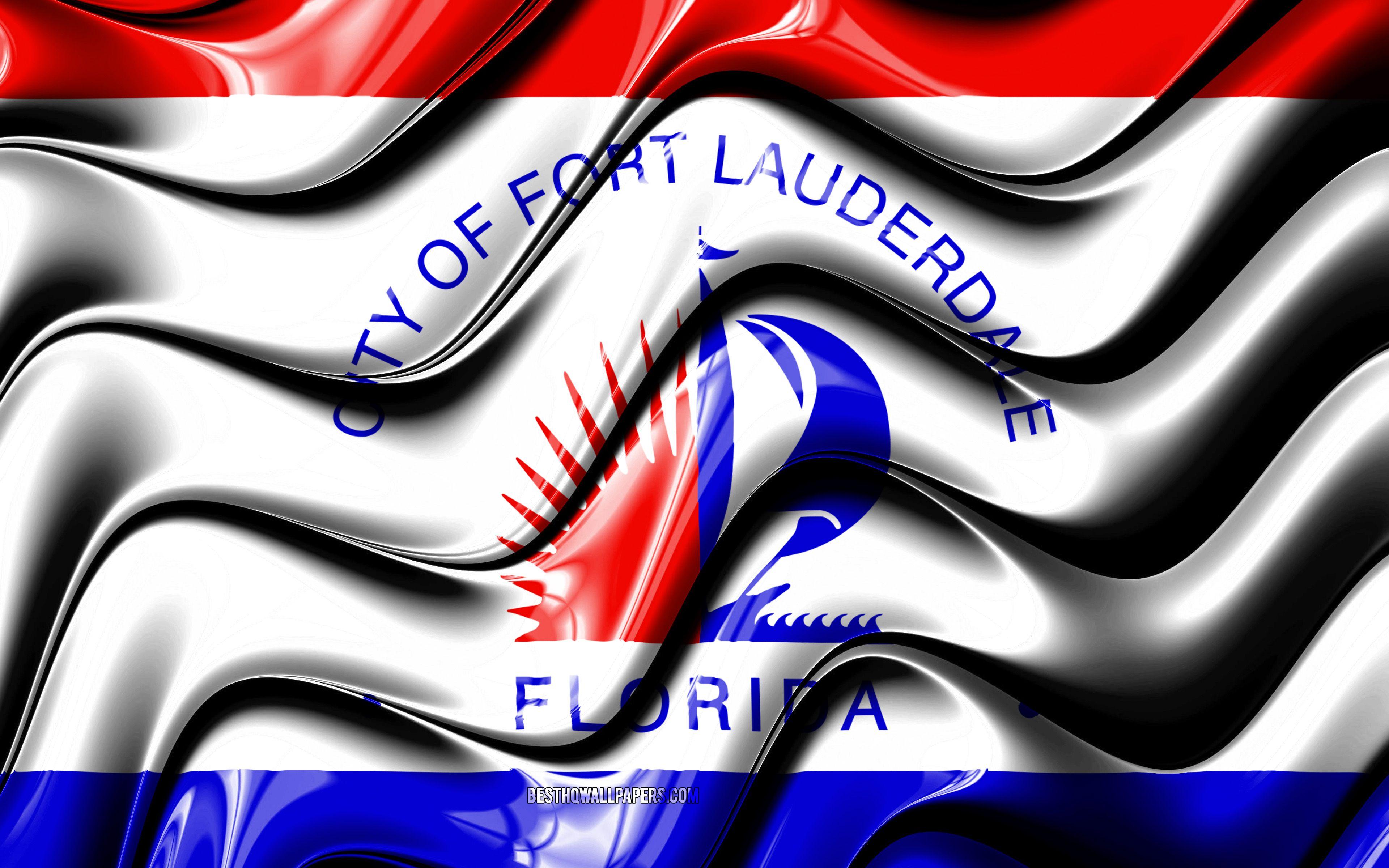 3840x2400 Download wallpaper Fort Lauderdale flag, 4k, United States cities