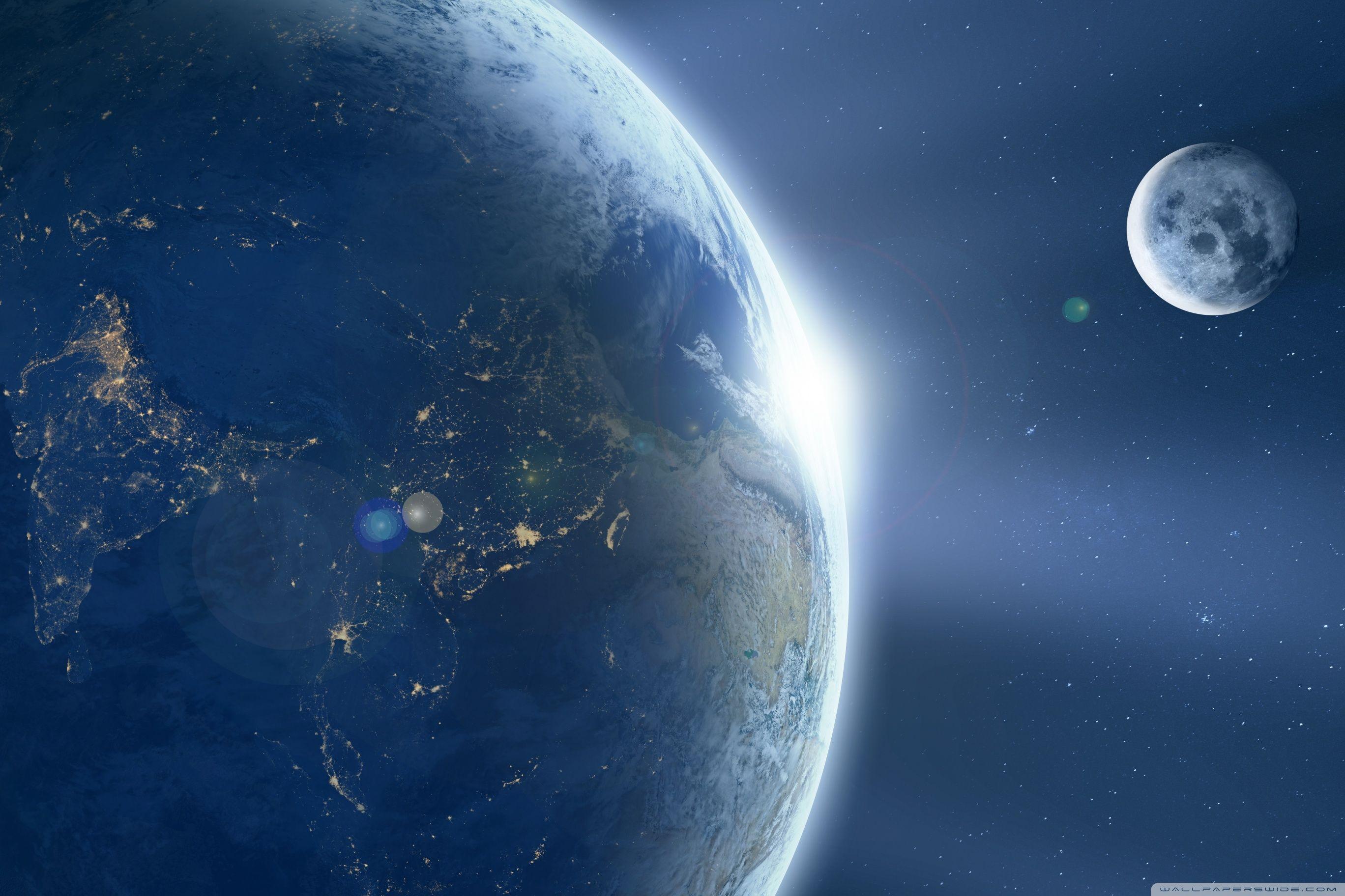 2736x1824 Moon Orbiting Earth ❤ 4K HD Desktop Wallpaper for • Wide & Ultra