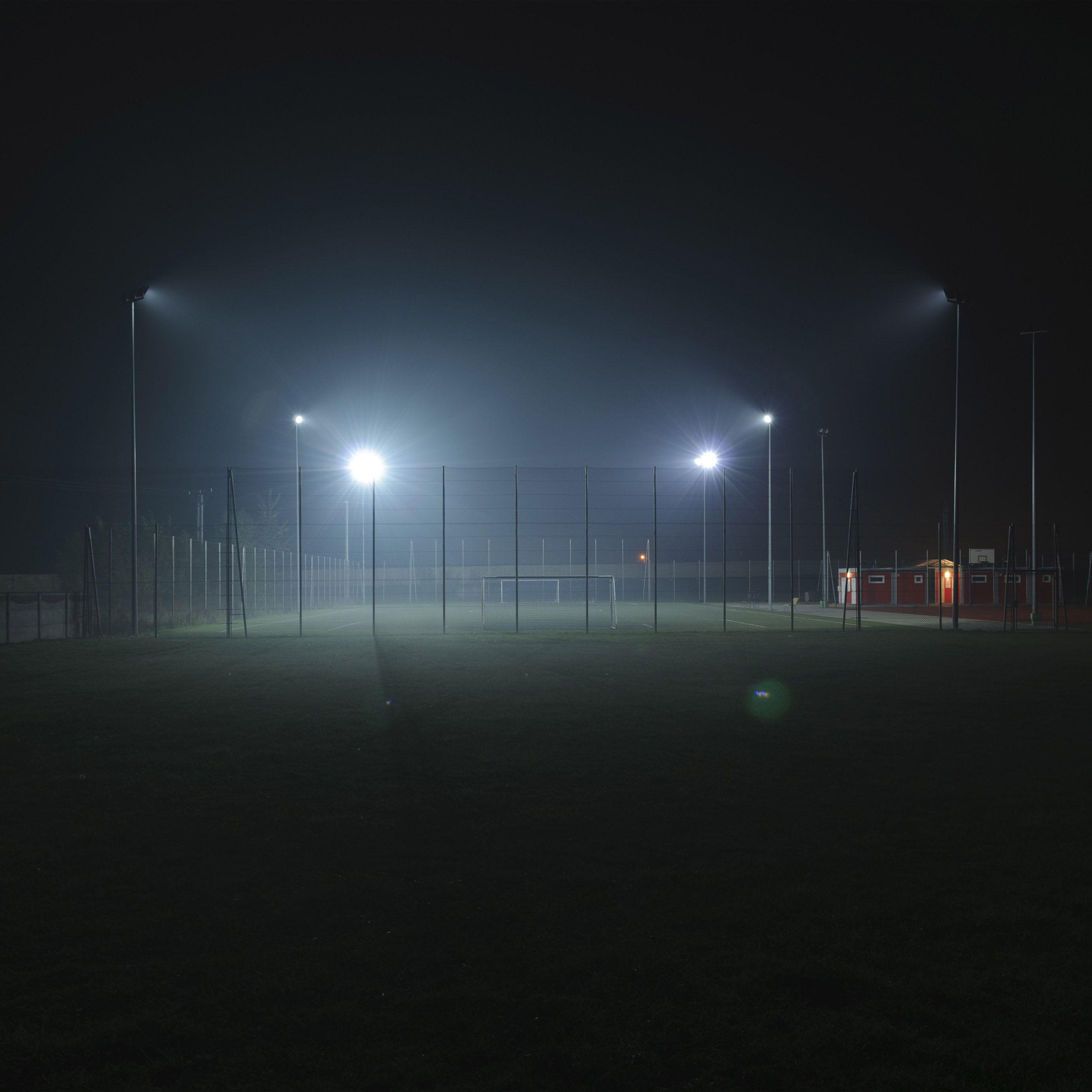 2732x2732 Soccer Field City Night Light Dark Wallpaper
