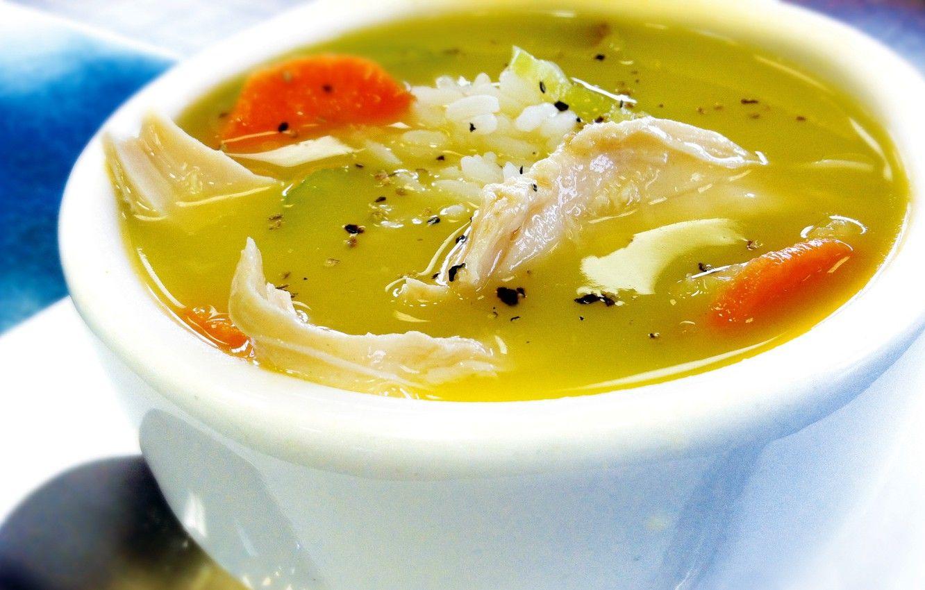 1332x850 Wallpaper chicken, plate, soup, carrots image for desktop