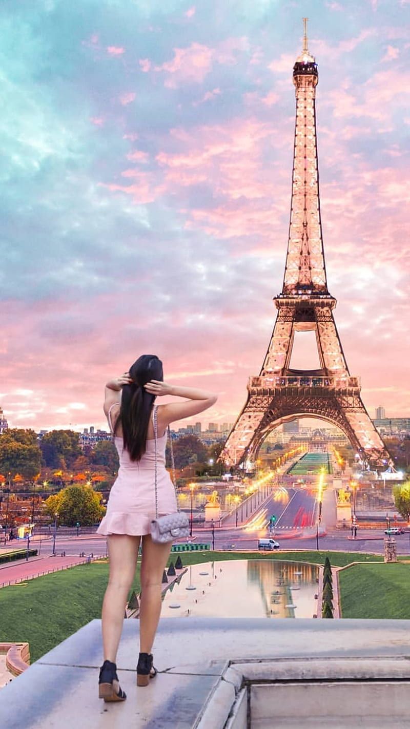 800x1423 Paris, city, eiffel tower, france, girl, mood, people, travel, HD phone wallpaper