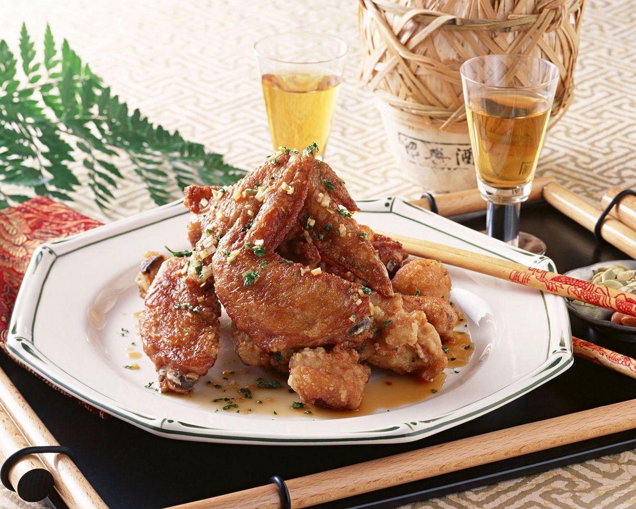 1280x1024 Download wallpaper 1280x1024 japanese cuisine, chicken wings, meat