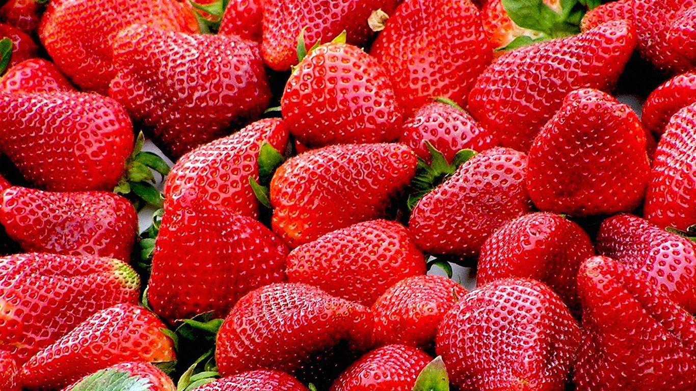1366x768 wallpaper for desktop, laptop. red strawberry fruit