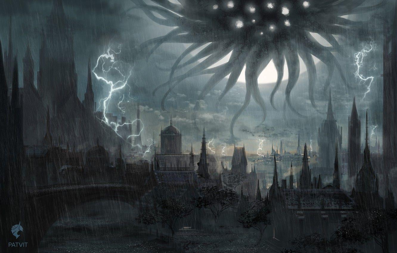 1332x850 Wallpaper the city, zipper, monster, fantasy, art, the shower