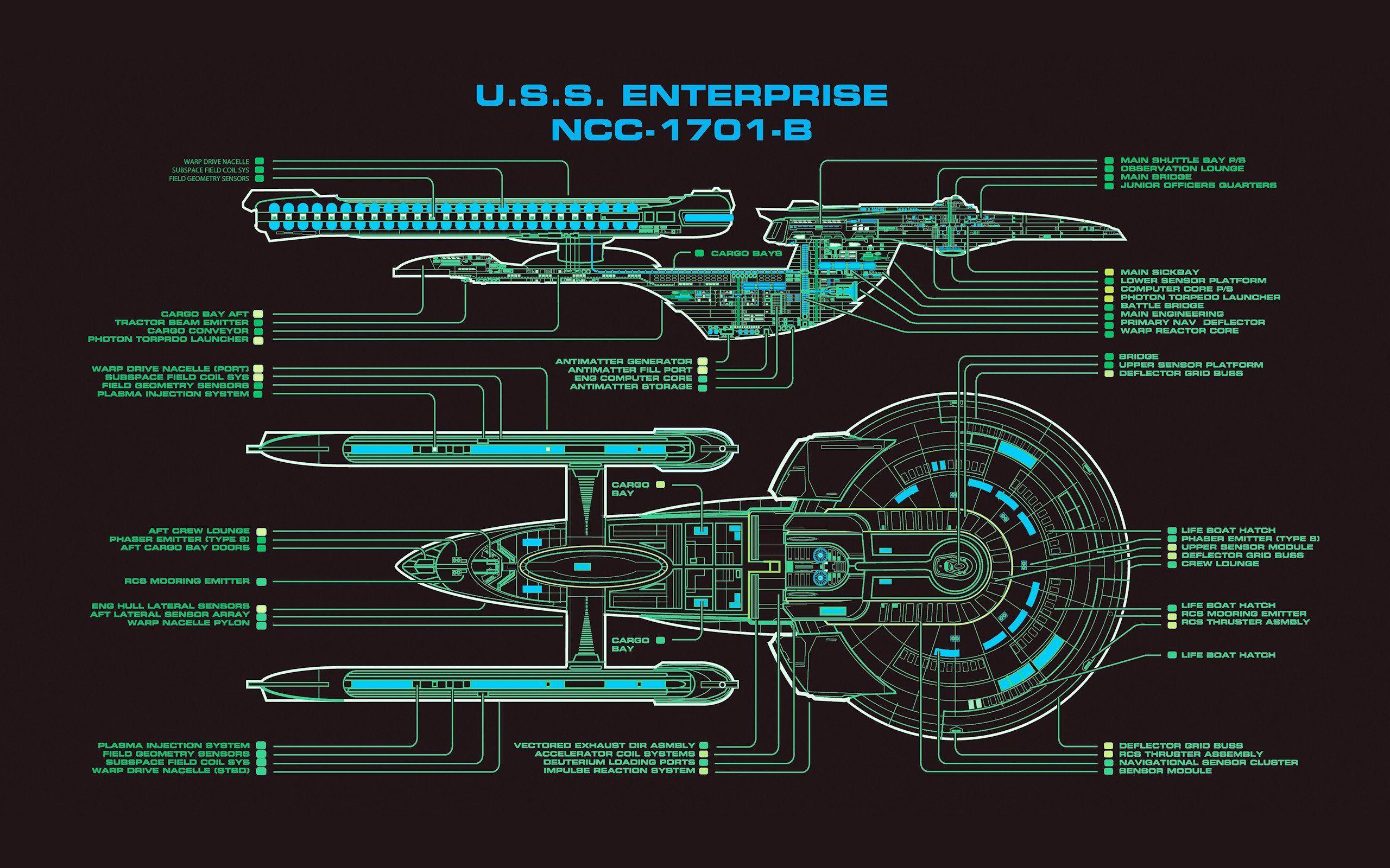 2560x1600 Star Trek, USS Enterprise (spaceship), Schematic Wallpaper HD